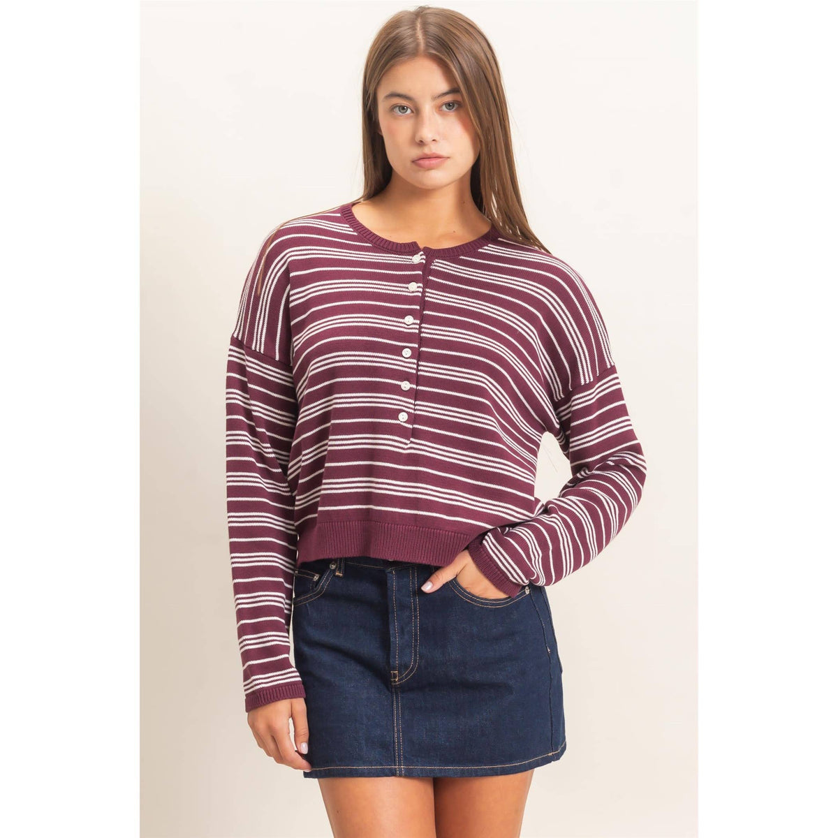 Striped Henley Sweater