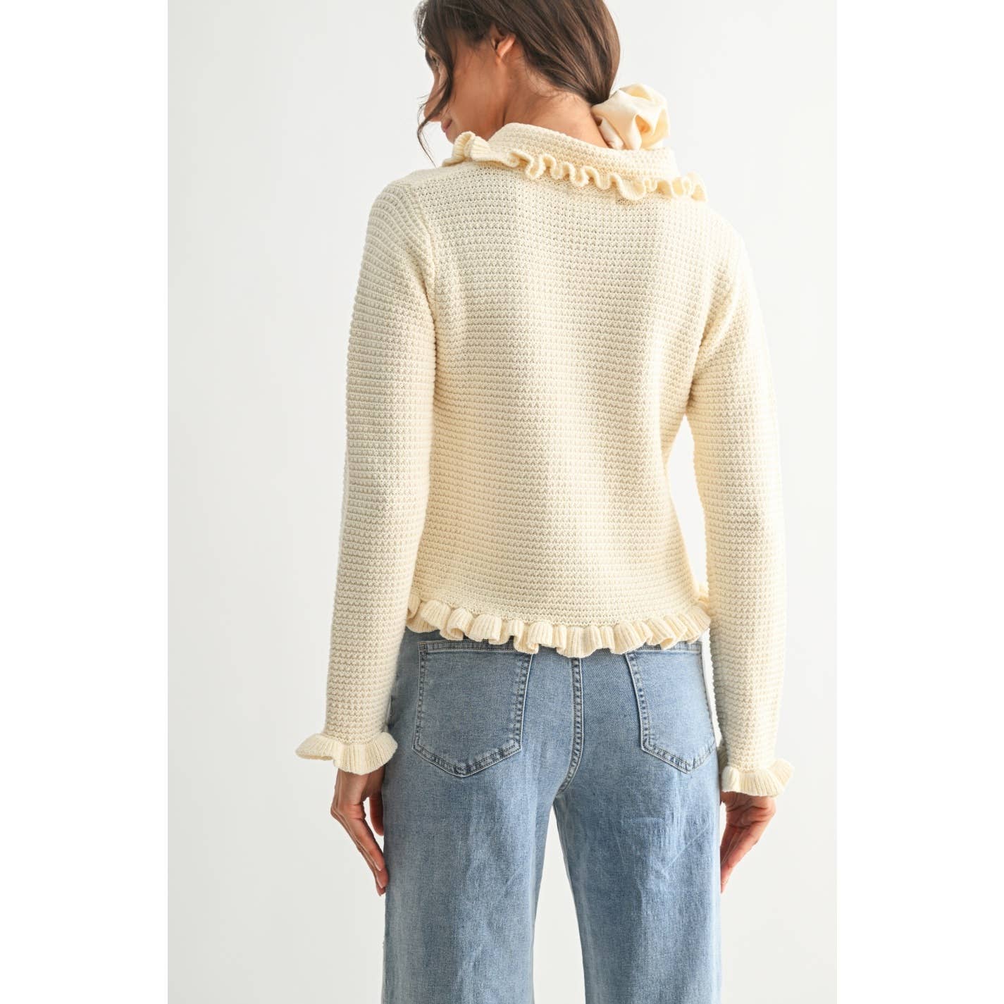 RUFFLED KNIT CARDIGAN