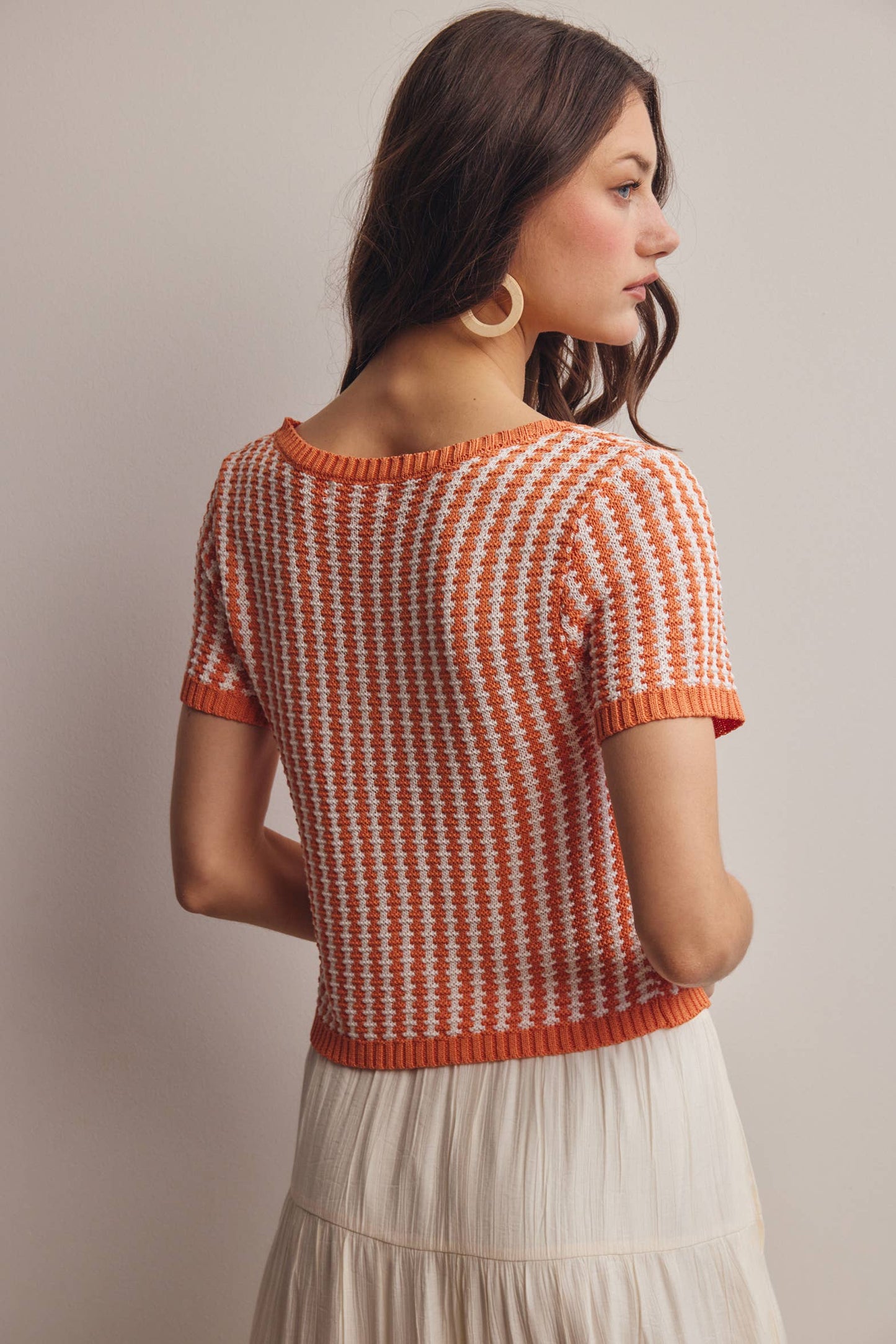 Textured Tie-Front Knit Top