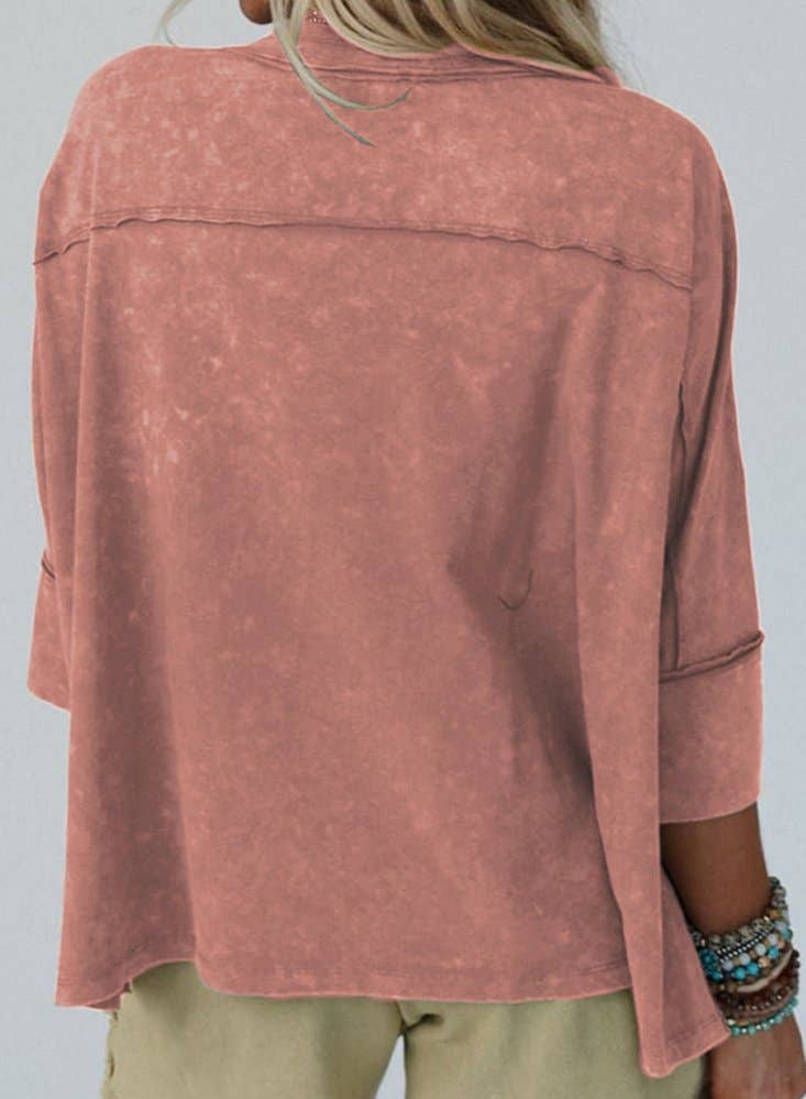 Floral Starbust Exposed Seam Mineral Wash Top