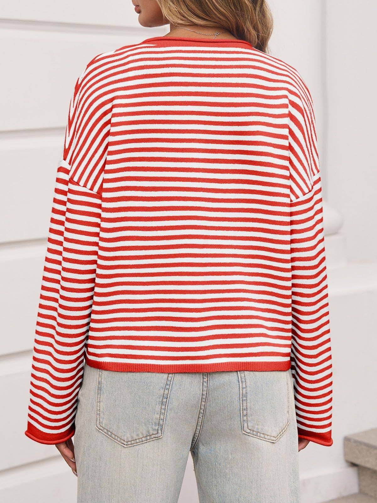 Striped Color Block Cardigan Sweater | Long Sleeve Casual Open Front
