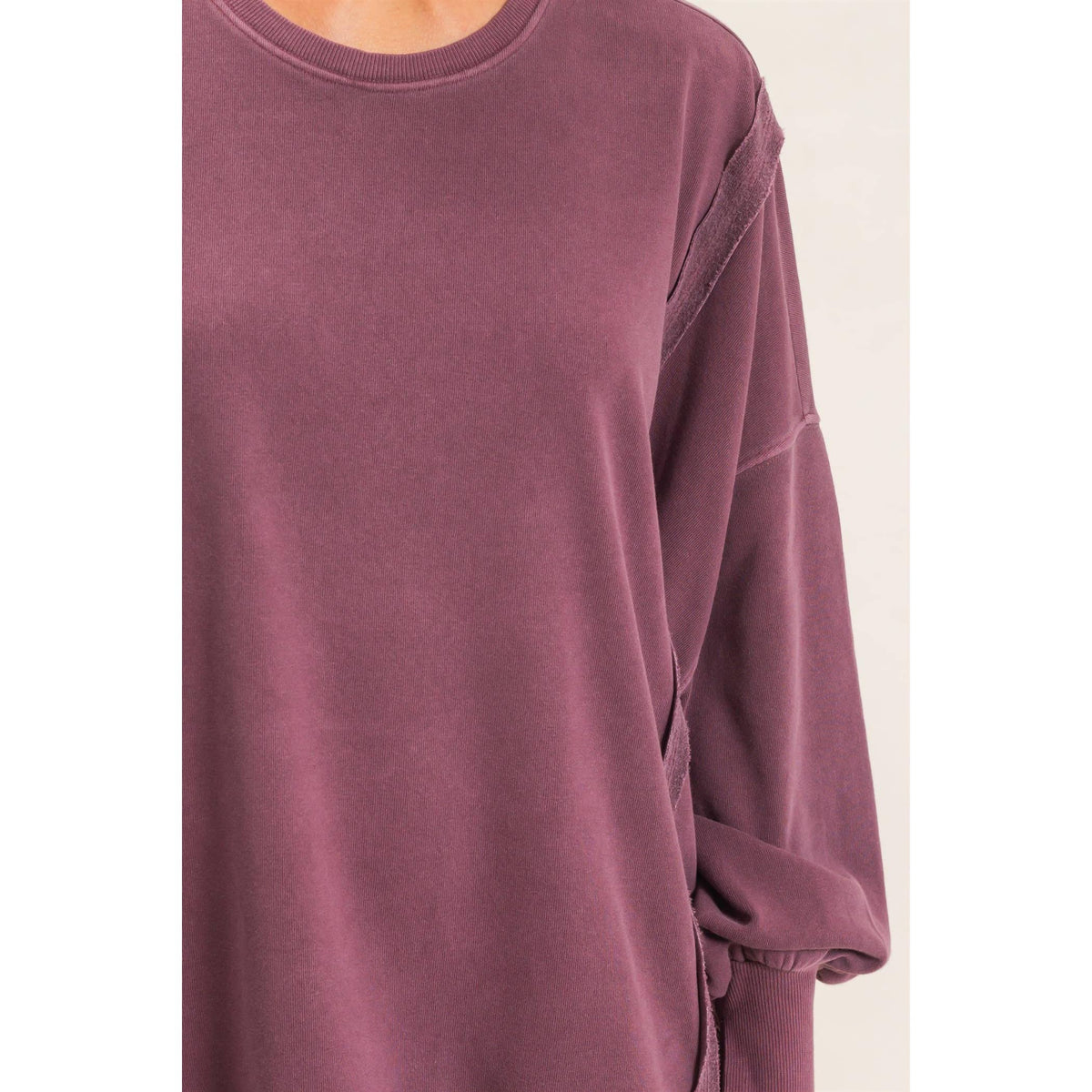 Oversized Raw Edge Sweatshirt Cherry & Brown