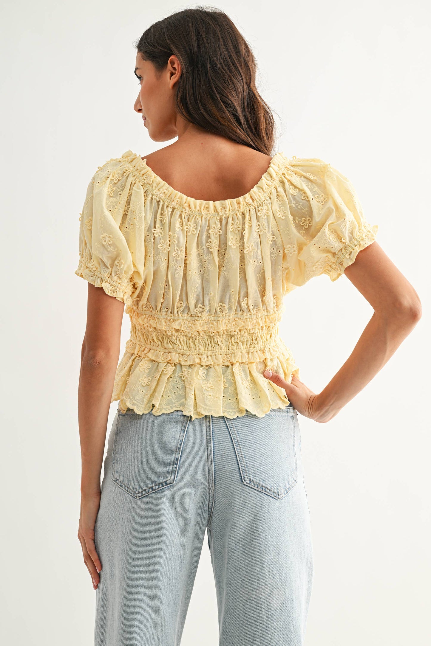Embroidered Peplum Blouse