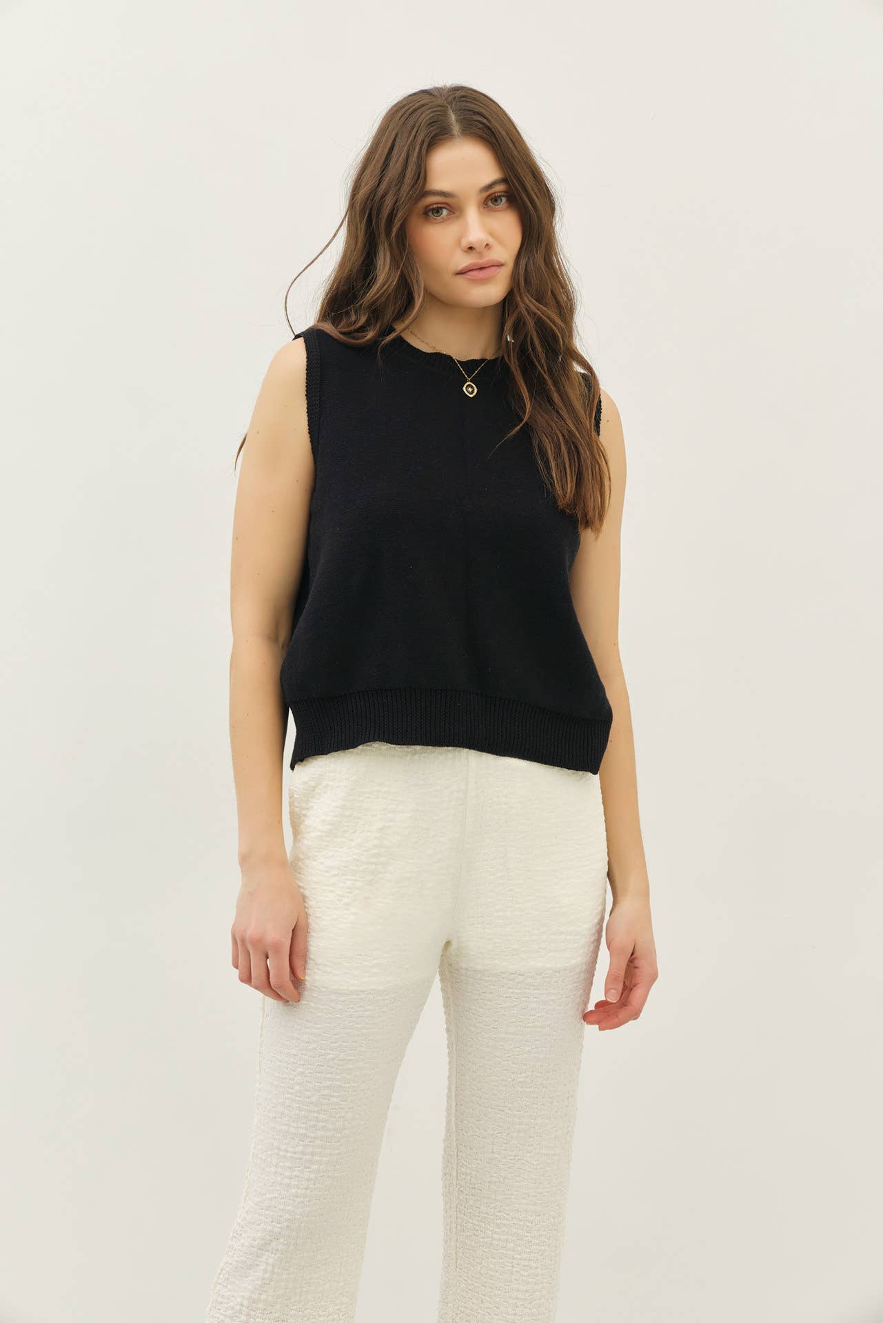 Sweater Vest Top With Bow Tie