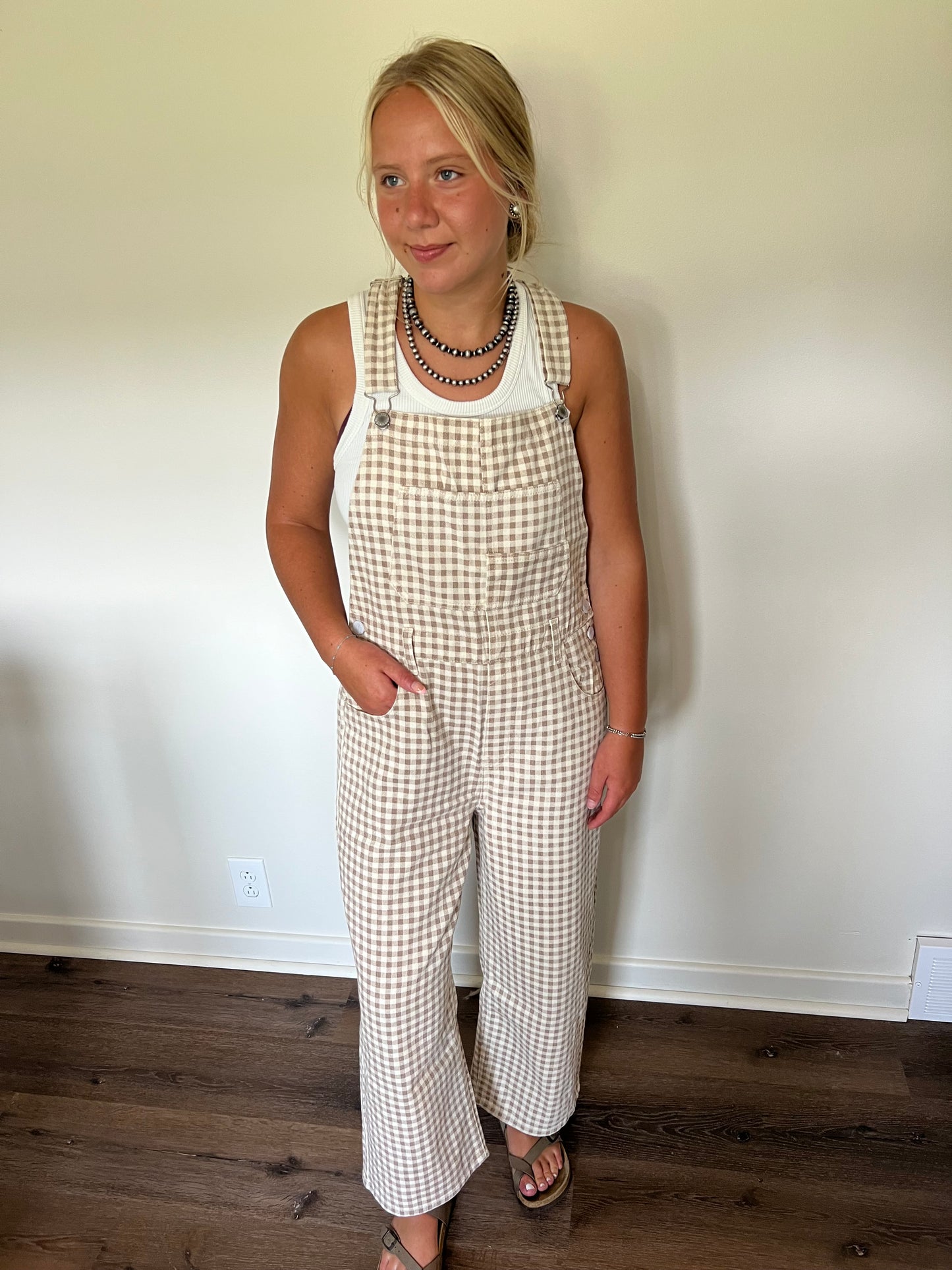 Gingham Denim Overalls