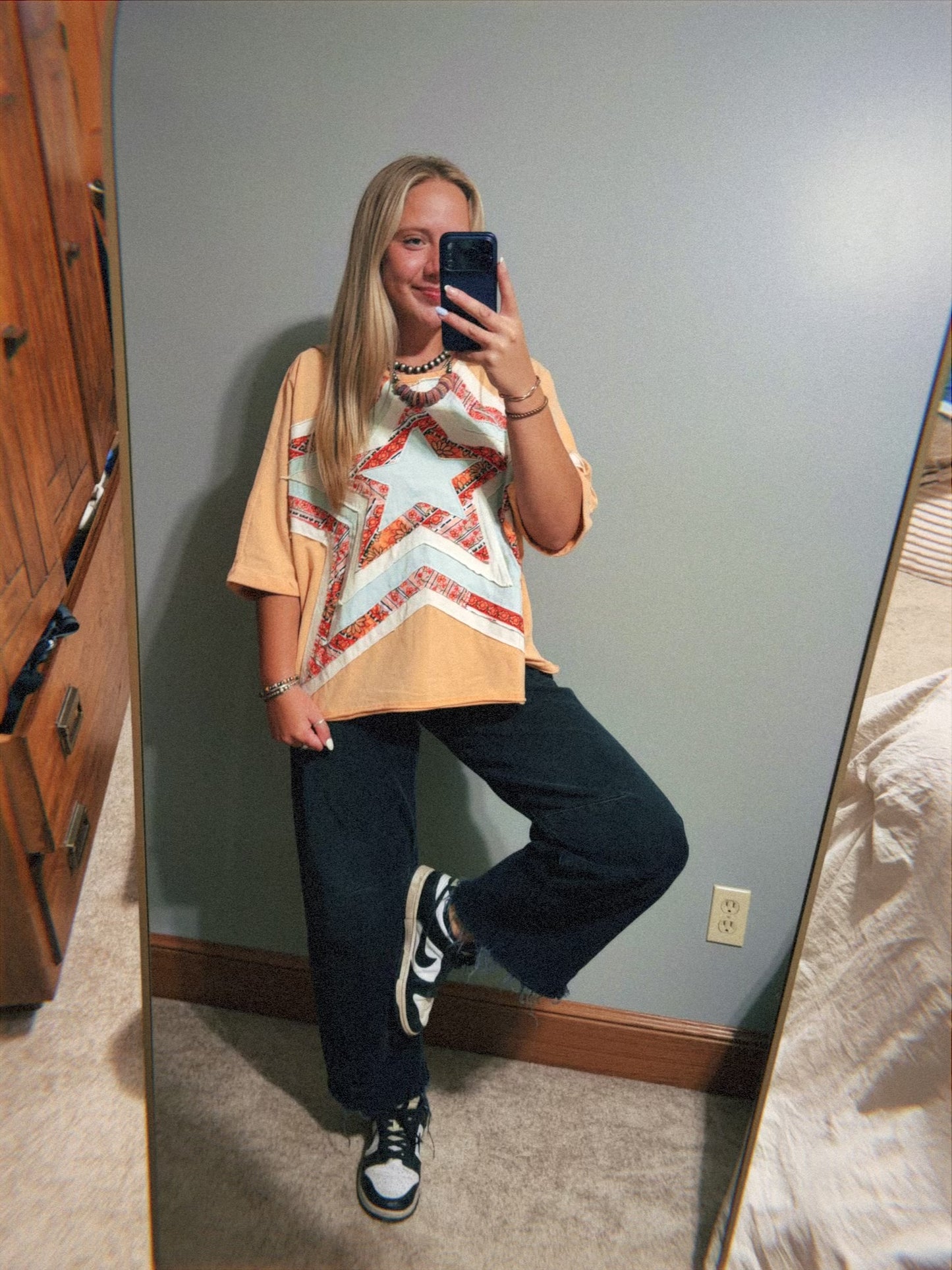 Star Patch Quilted Mineral Washed top