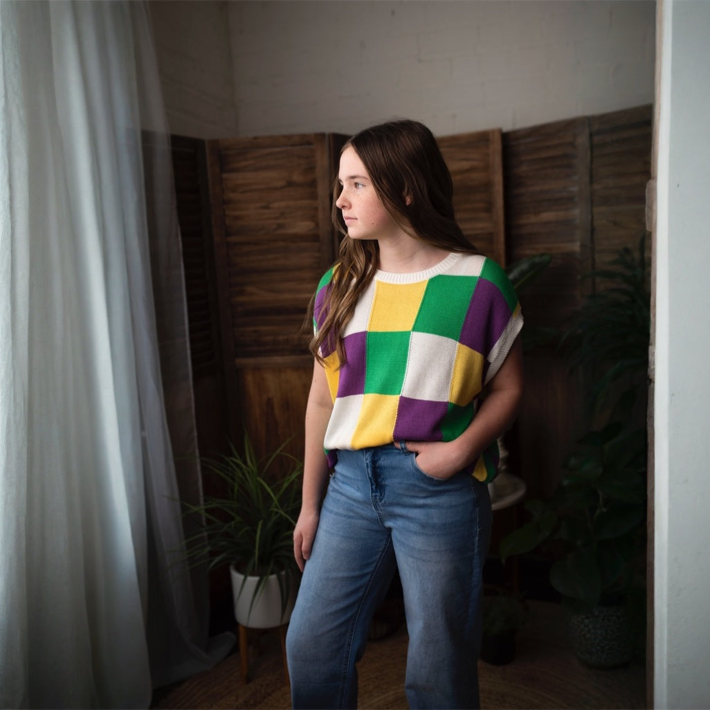 Colorblock Sweater Cap sleeve