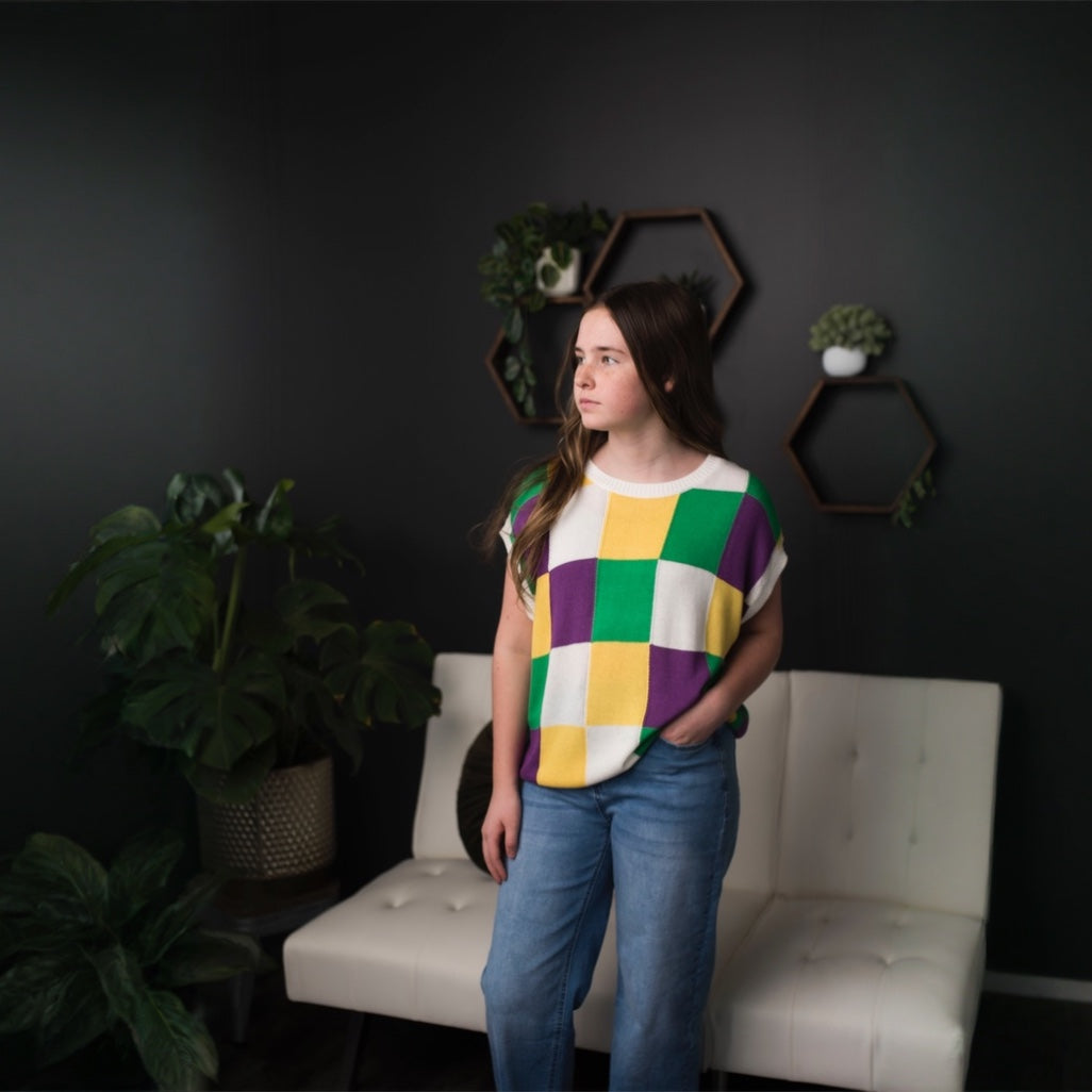 Colorblock Sweater Cap sleeve