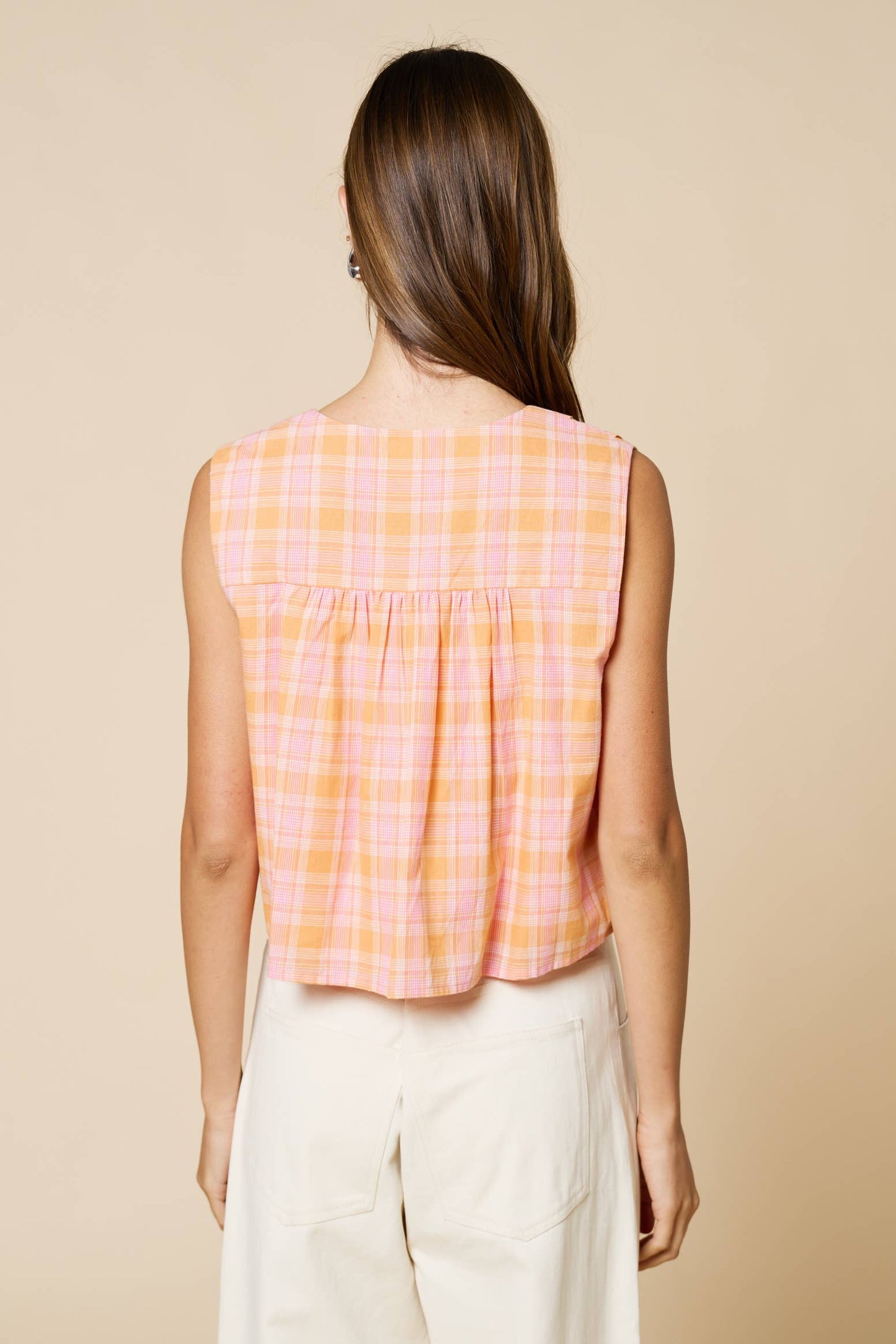 Gingham Tie-Front Spring Top