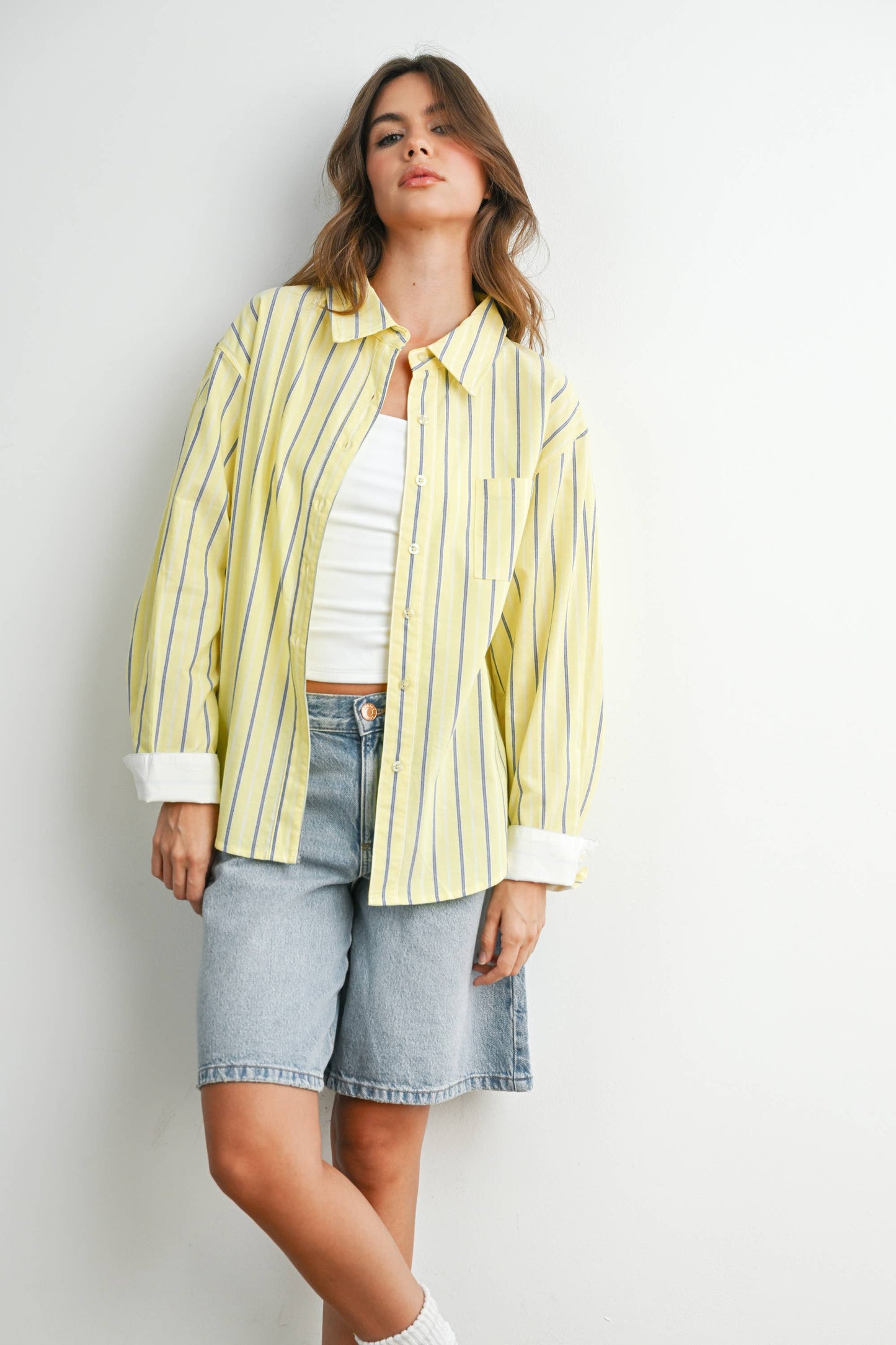 Striped Long-Sleeve Button-Up Shirt