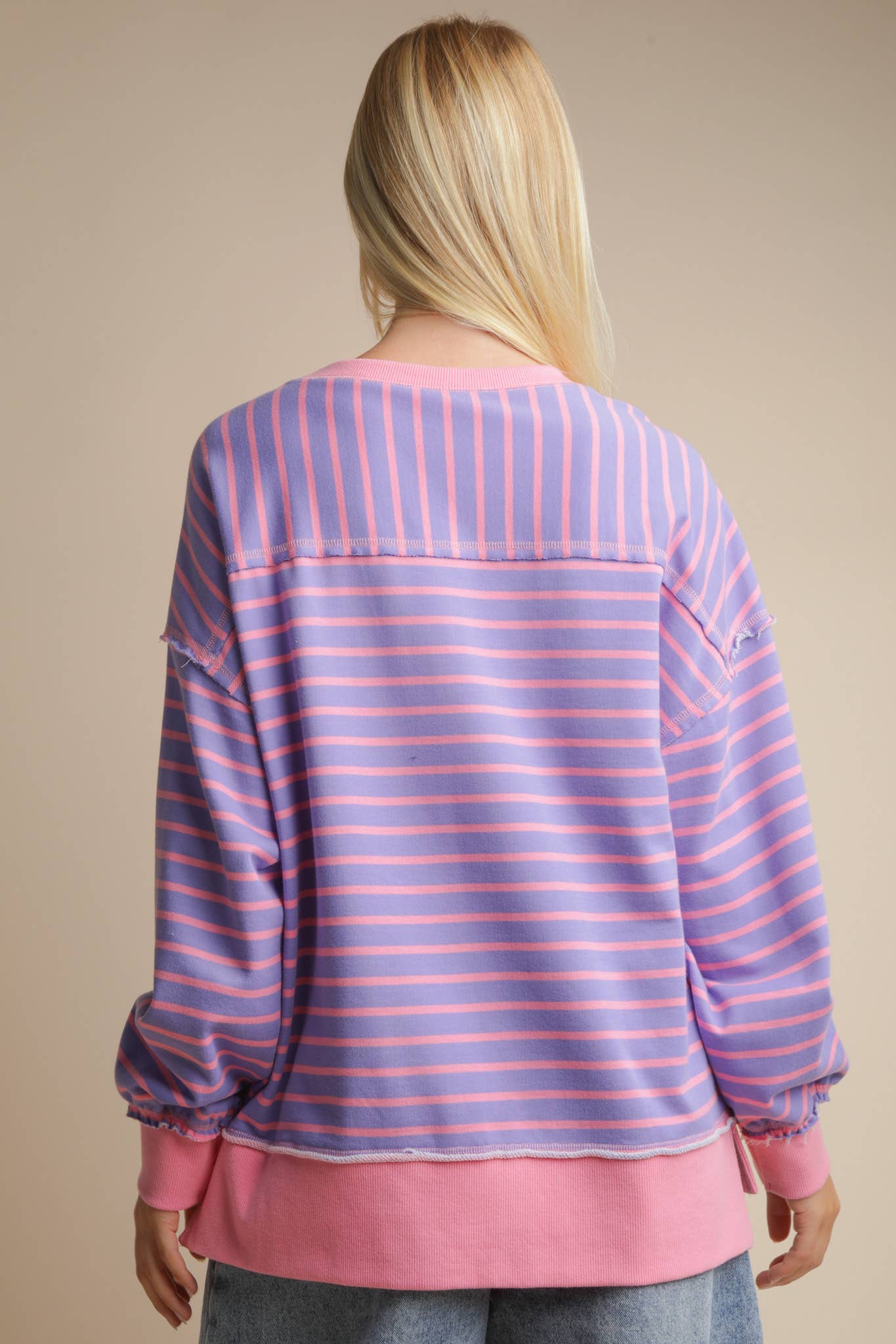 Stripe Lavender/Pink Oversized Knit Top