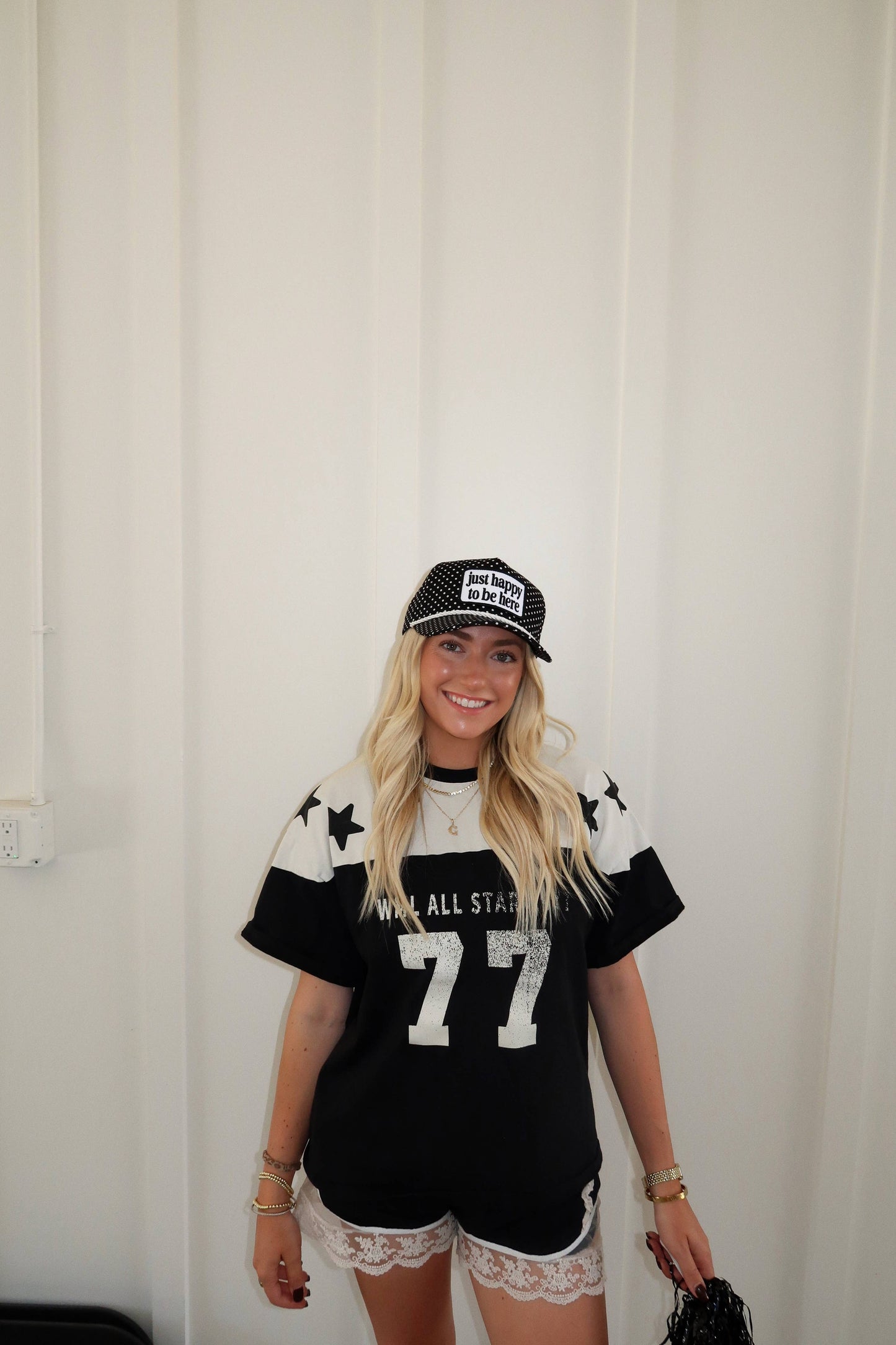 Ruby Moon - Just Happy To Be Here Polka Dot Patch Hat Game Day Hat