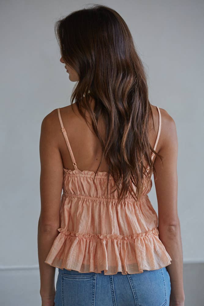 By Together - L9380 | Woven Tencel Polyester Sleeveless Ruffle Top