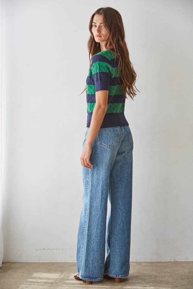Cable Knit Button Down Short Sleeve Cardigan Top