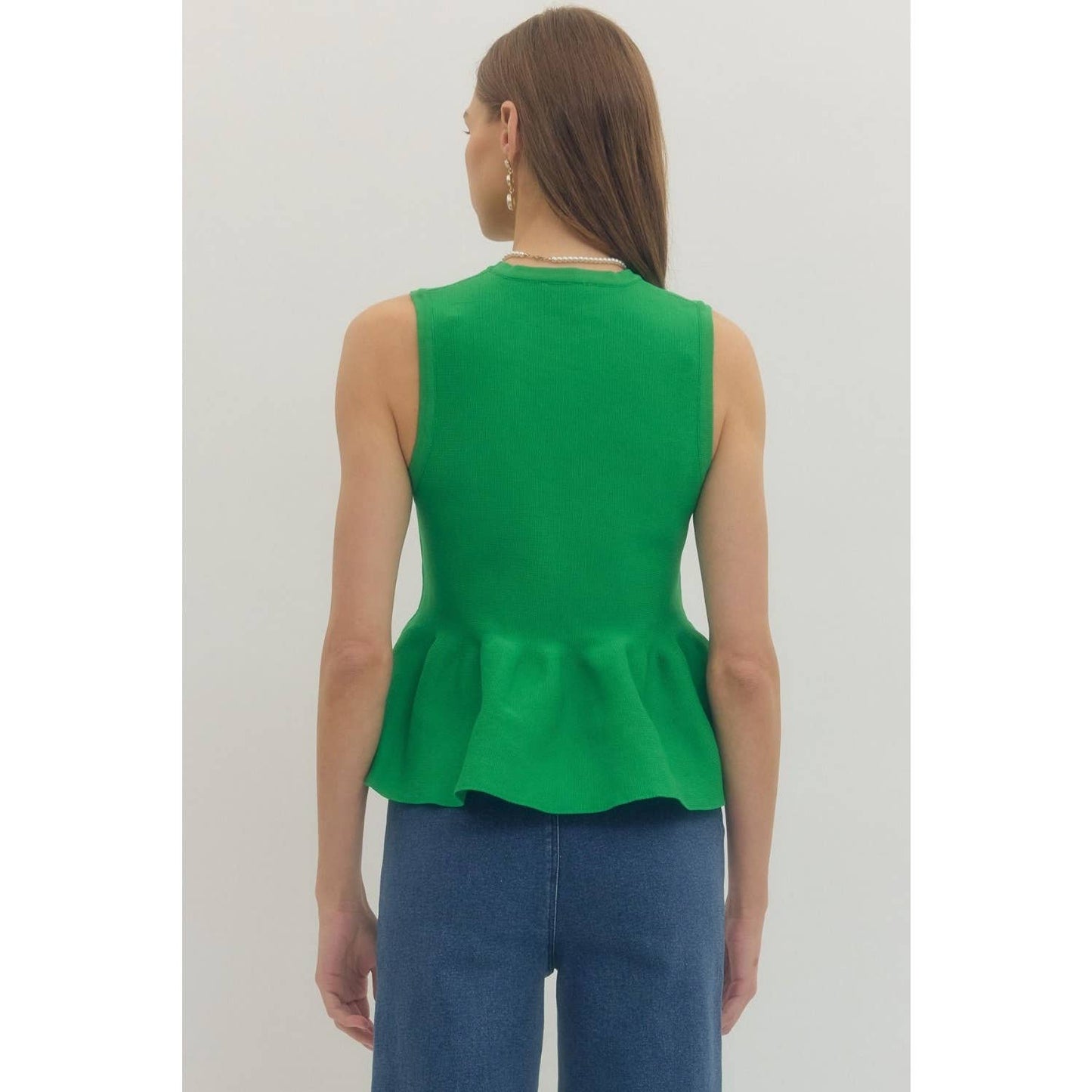 Solid sleeveless peplum top
