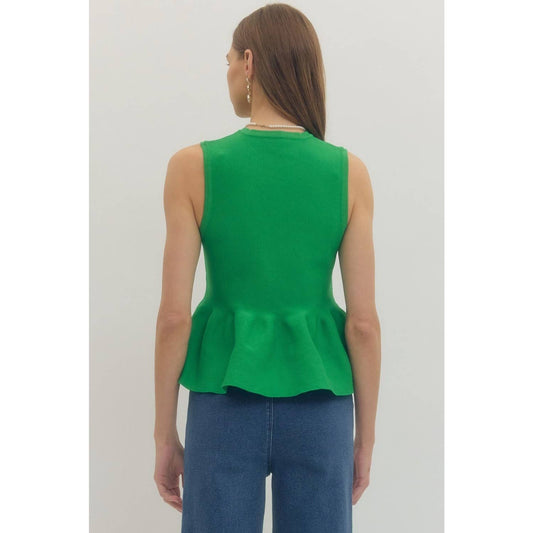Solid sleeveless peplum top