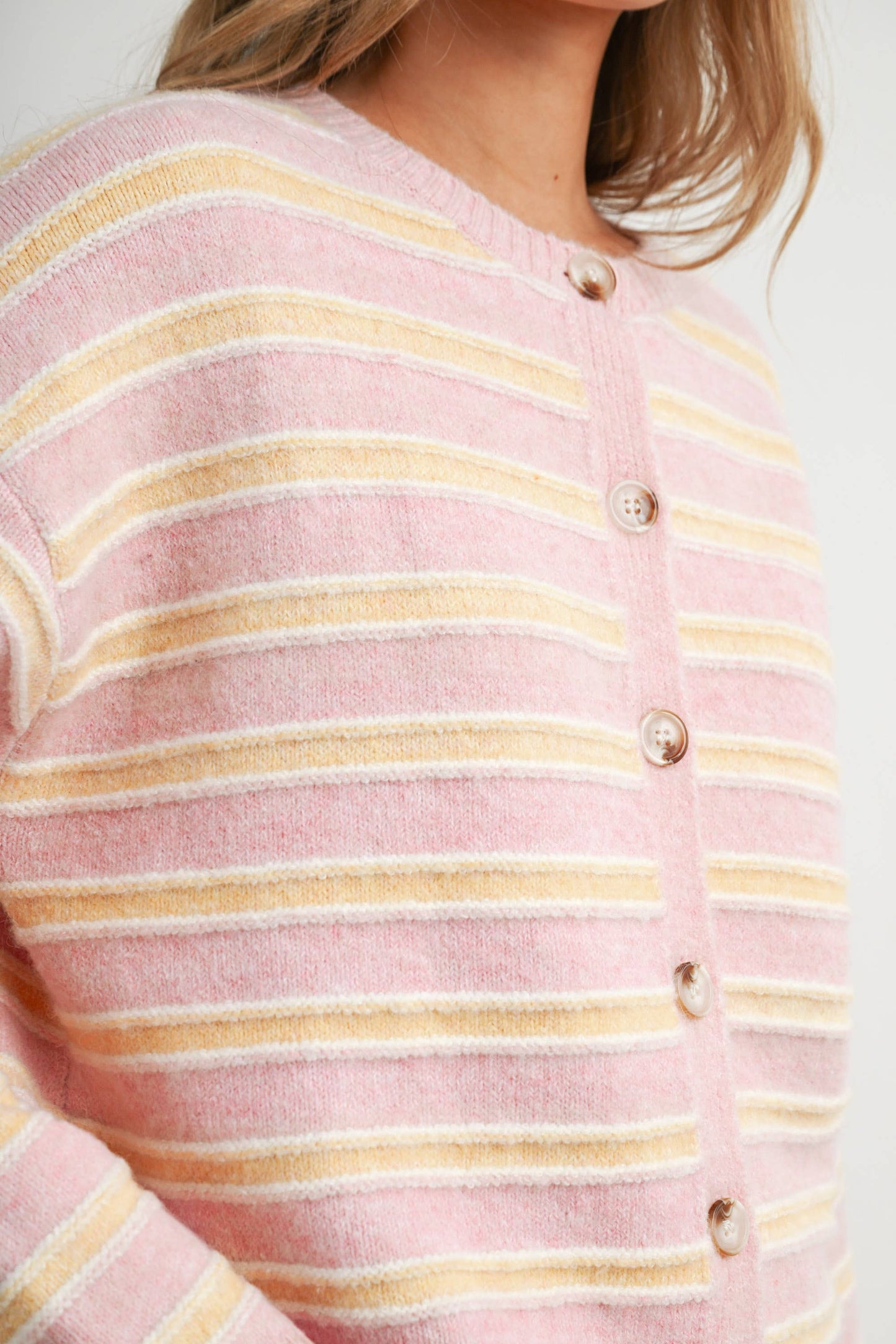 Cozy Stripe Button-Up Cardigan