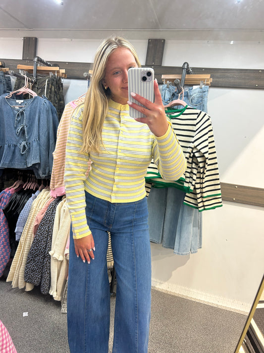 Josephine Striped Snap Button Down Cardigan