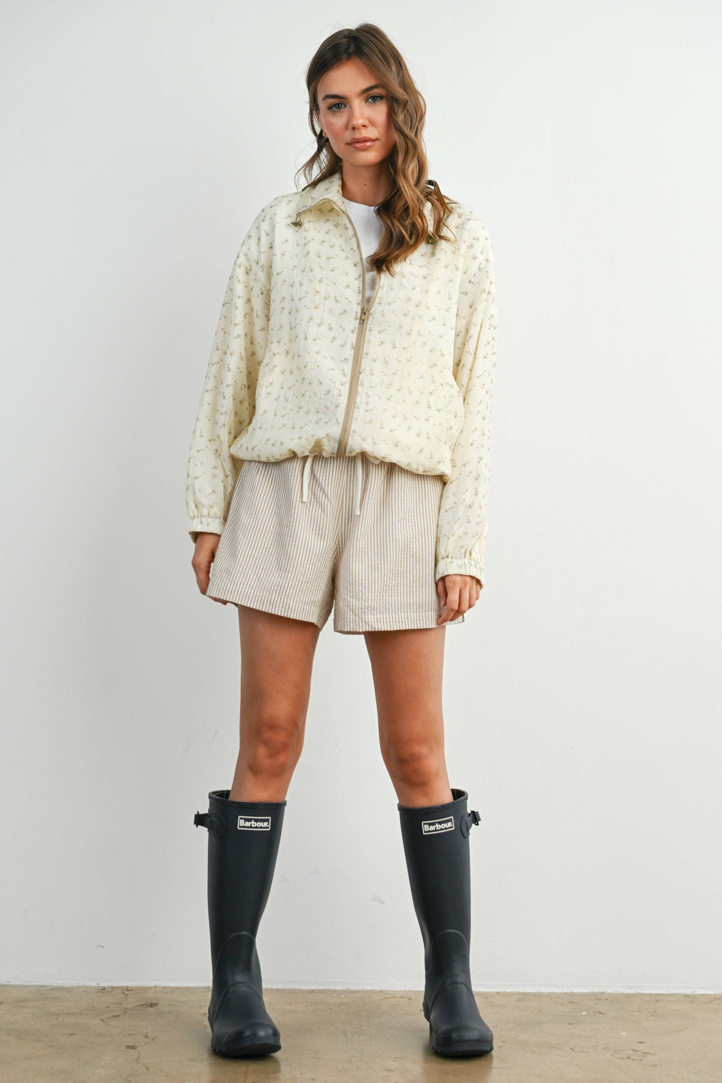 BUTTERMELON - Floral Zip-Up Collared Jacket - BMJ7882