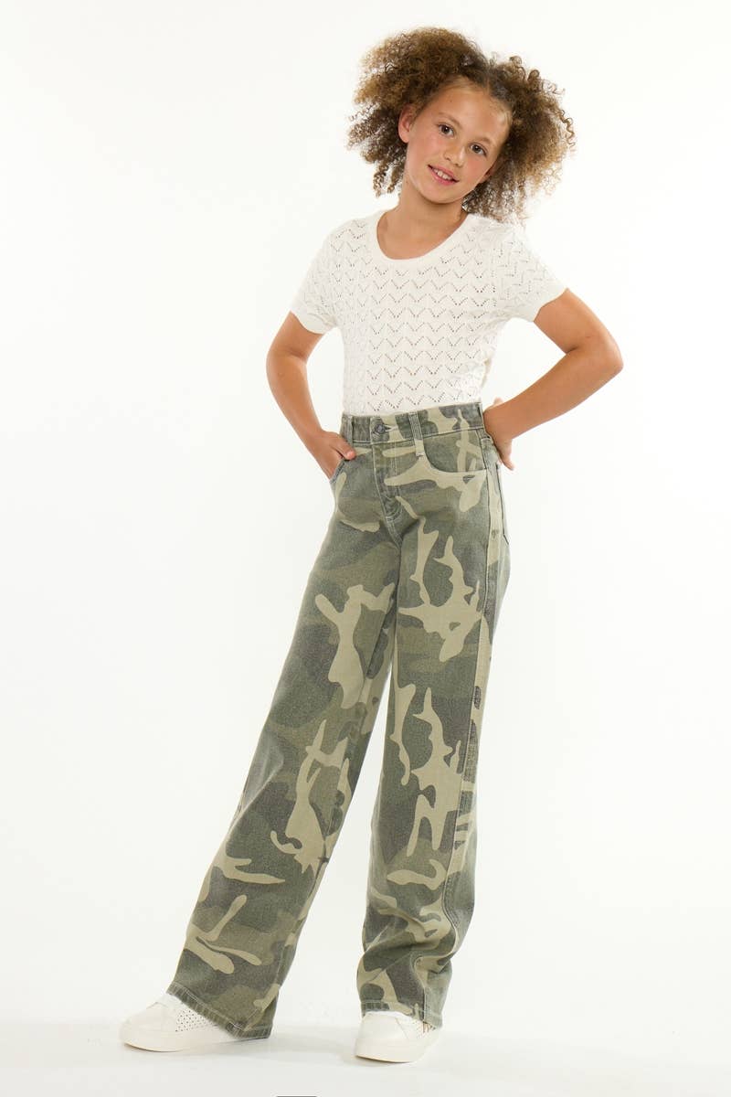 Kan Can USA - YOUTH HIGH RISE CAMO  WIDE LEG