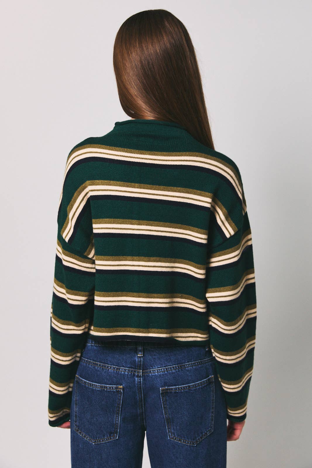 LE LIS - ROLL HEM BUTTONS DETAIL STRIPED CARDIGAN