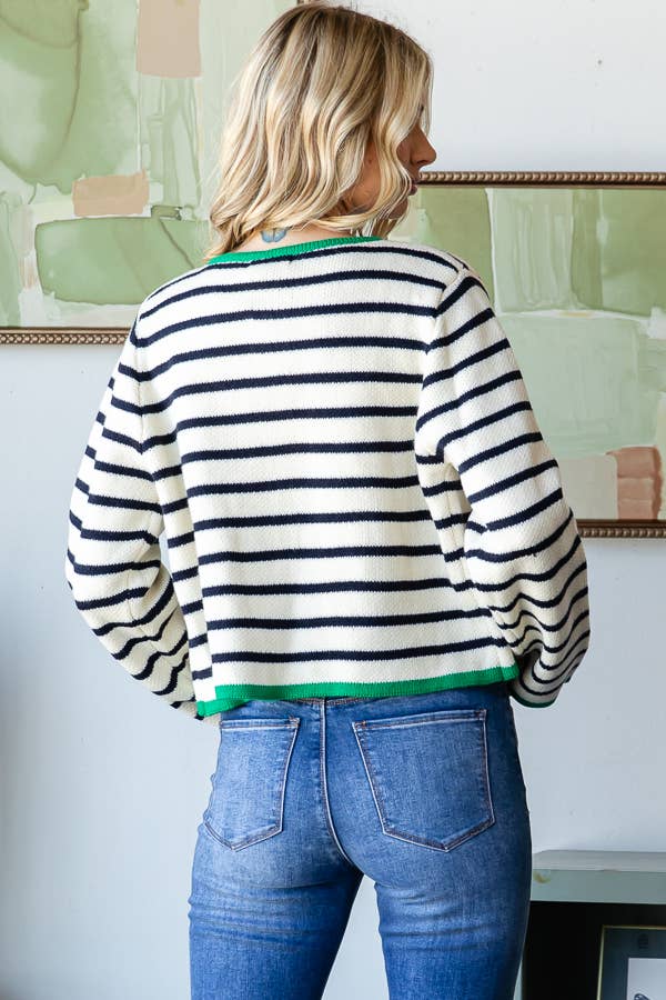 STRIPE ZIP UP CARDIGAN