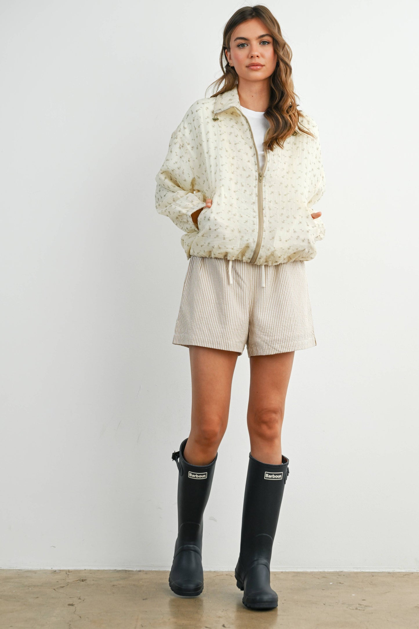 BUTTERMELON - Floral Zip-Up Collared Jacket - BMJ7882