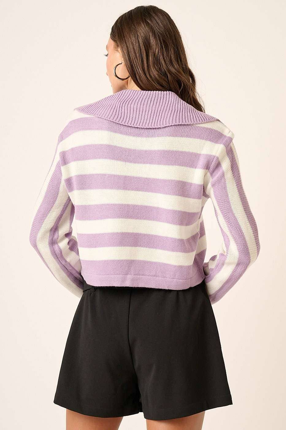 POLO STRIPE CROP SWEATER