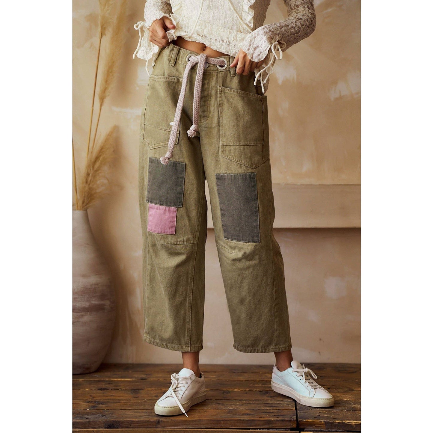 Washed Vintage Rope String Jeans