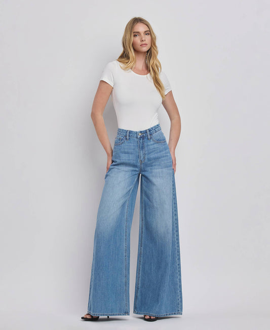 VERVET by FLYING MONKEY - SUPER HIGH RISE WIDE LEG JEANS V3567
