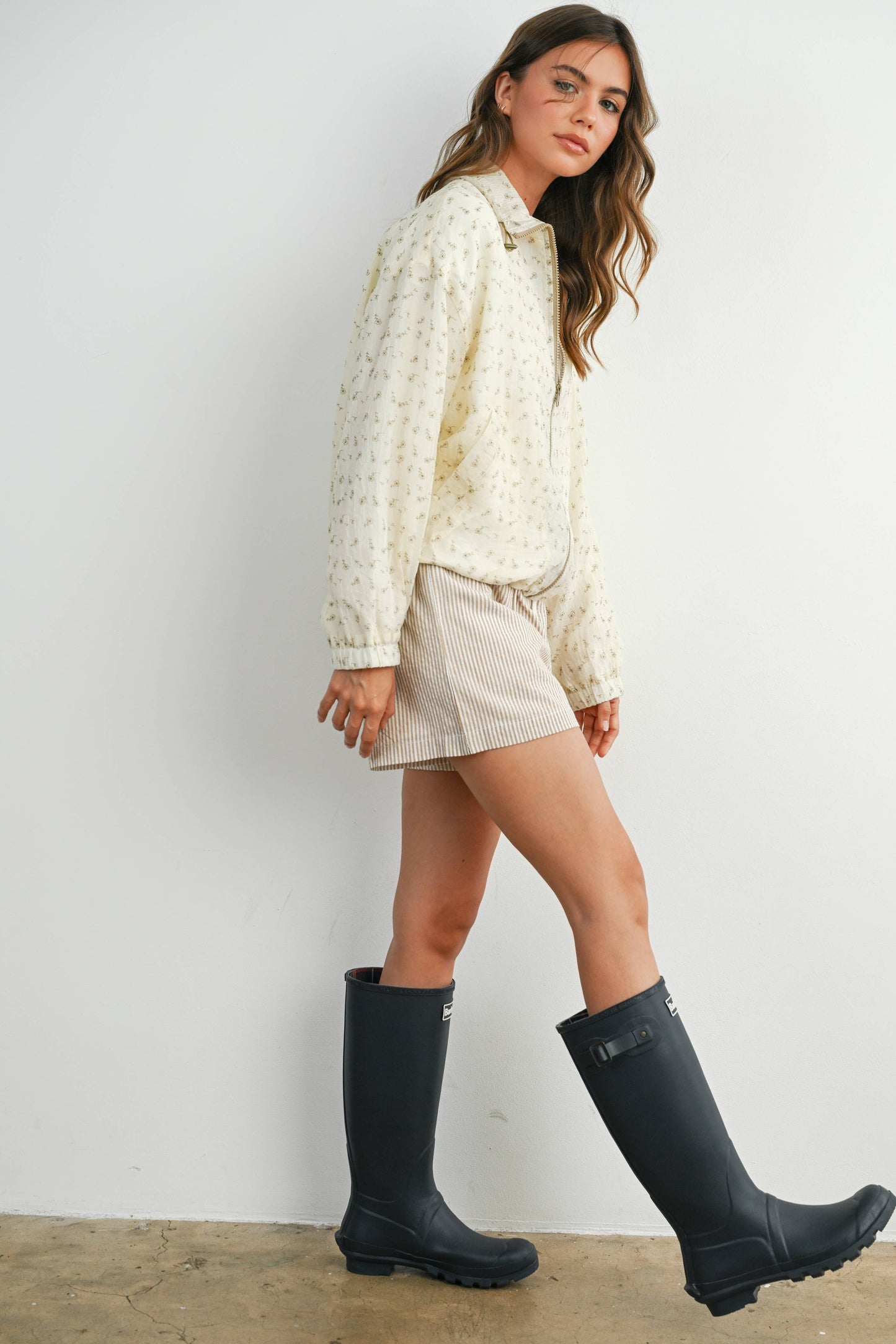 BUTTERMELON - Floral Zip-Up Collared Jacket - BMJ7882