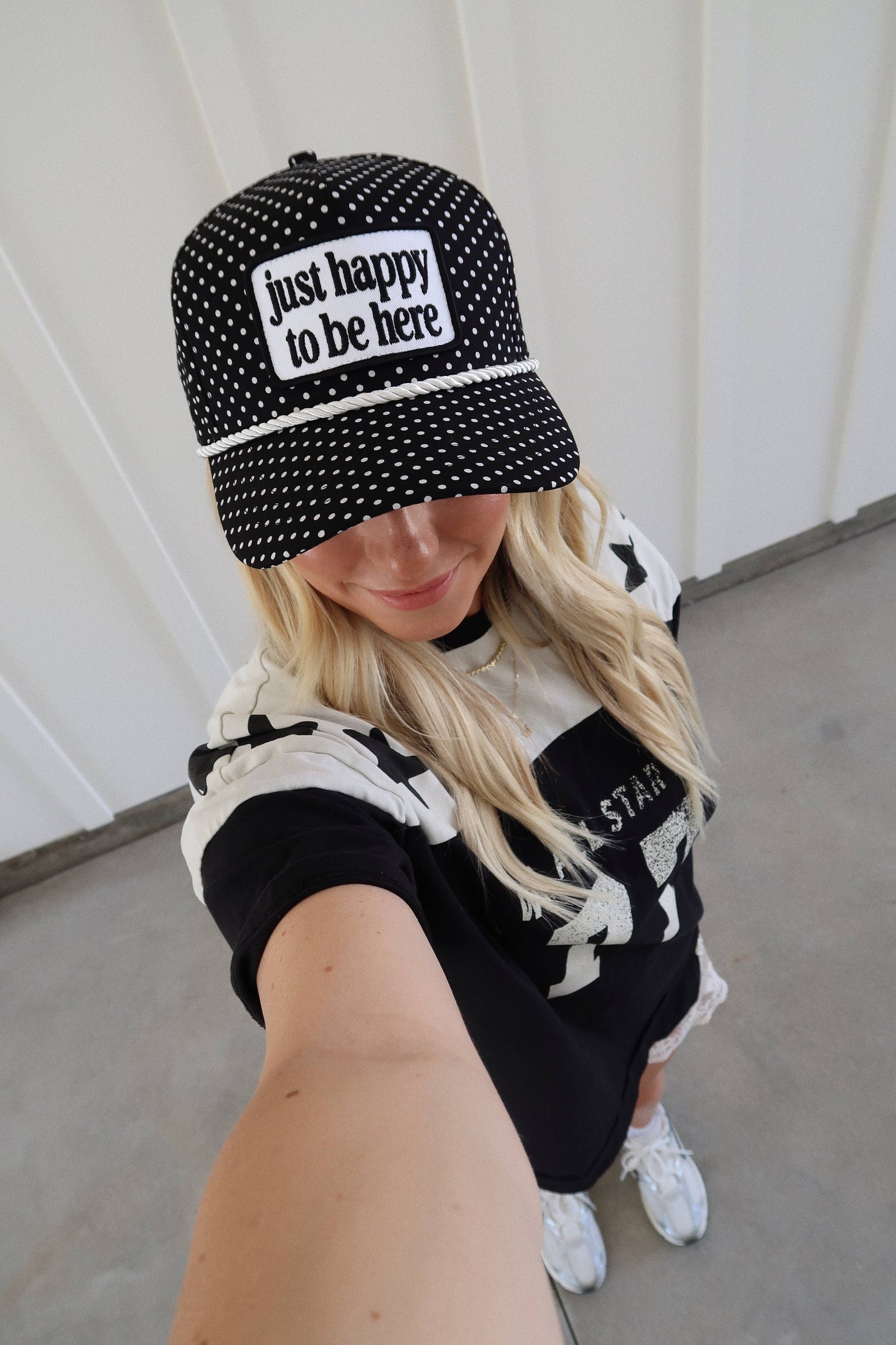 Ruby Moon - Just Happy To Be Here Polka Dot Patch Hat Game Day Hat