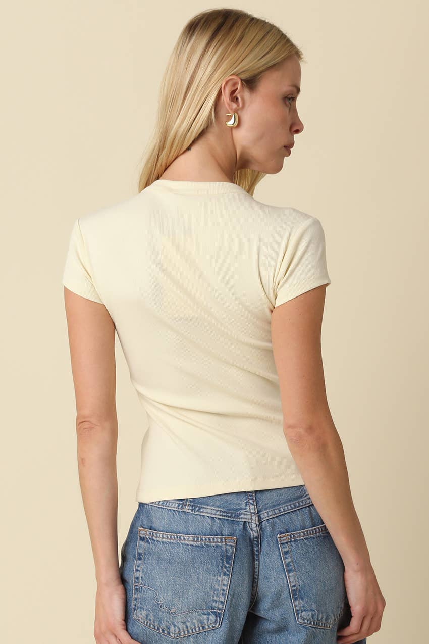 Sculpt Button-Front Knit Top