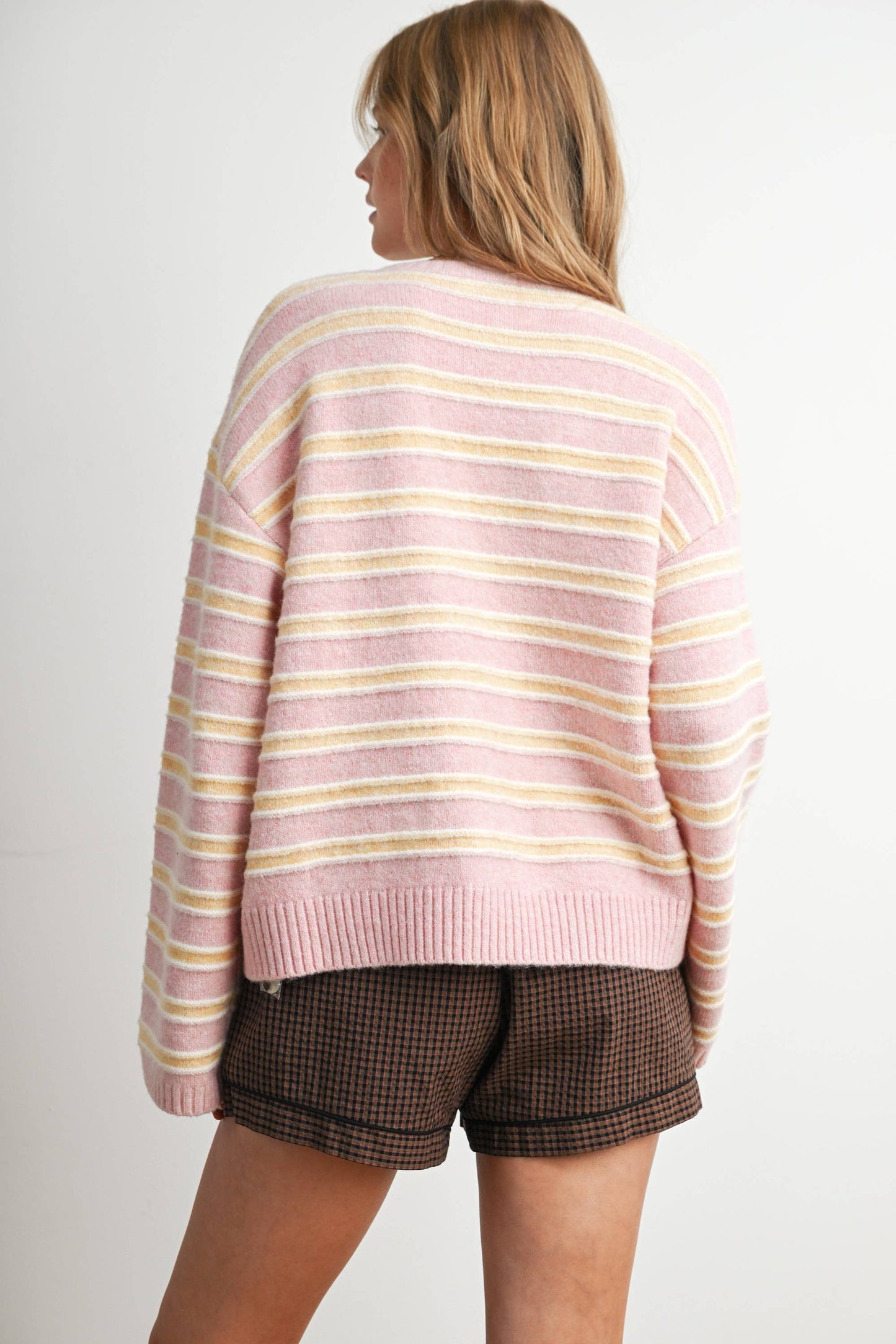 Cozy Stripe Button-Up Cardigan