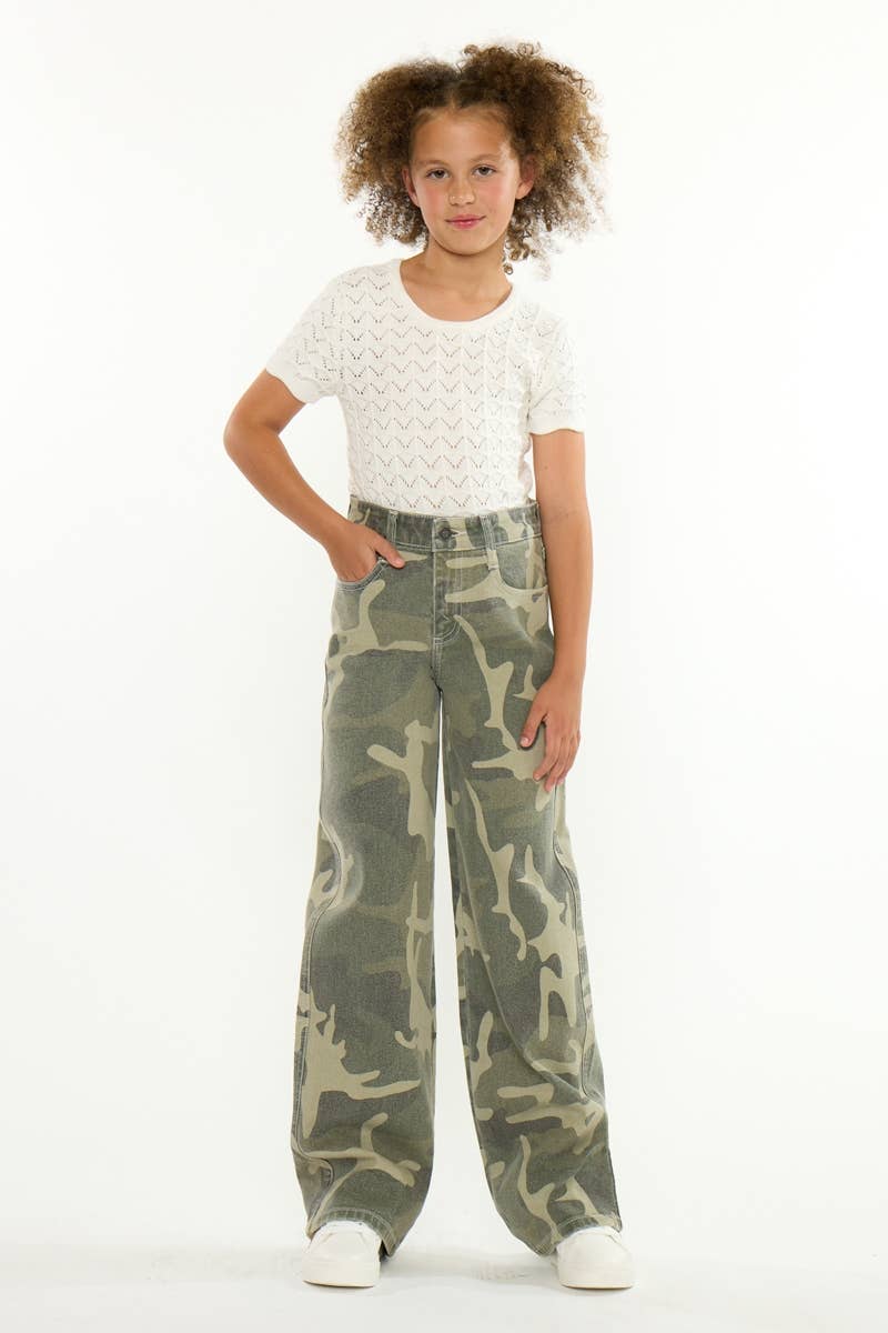Kan Can USA - YOUTH HIGH RISE CAMO  WIDE LEG