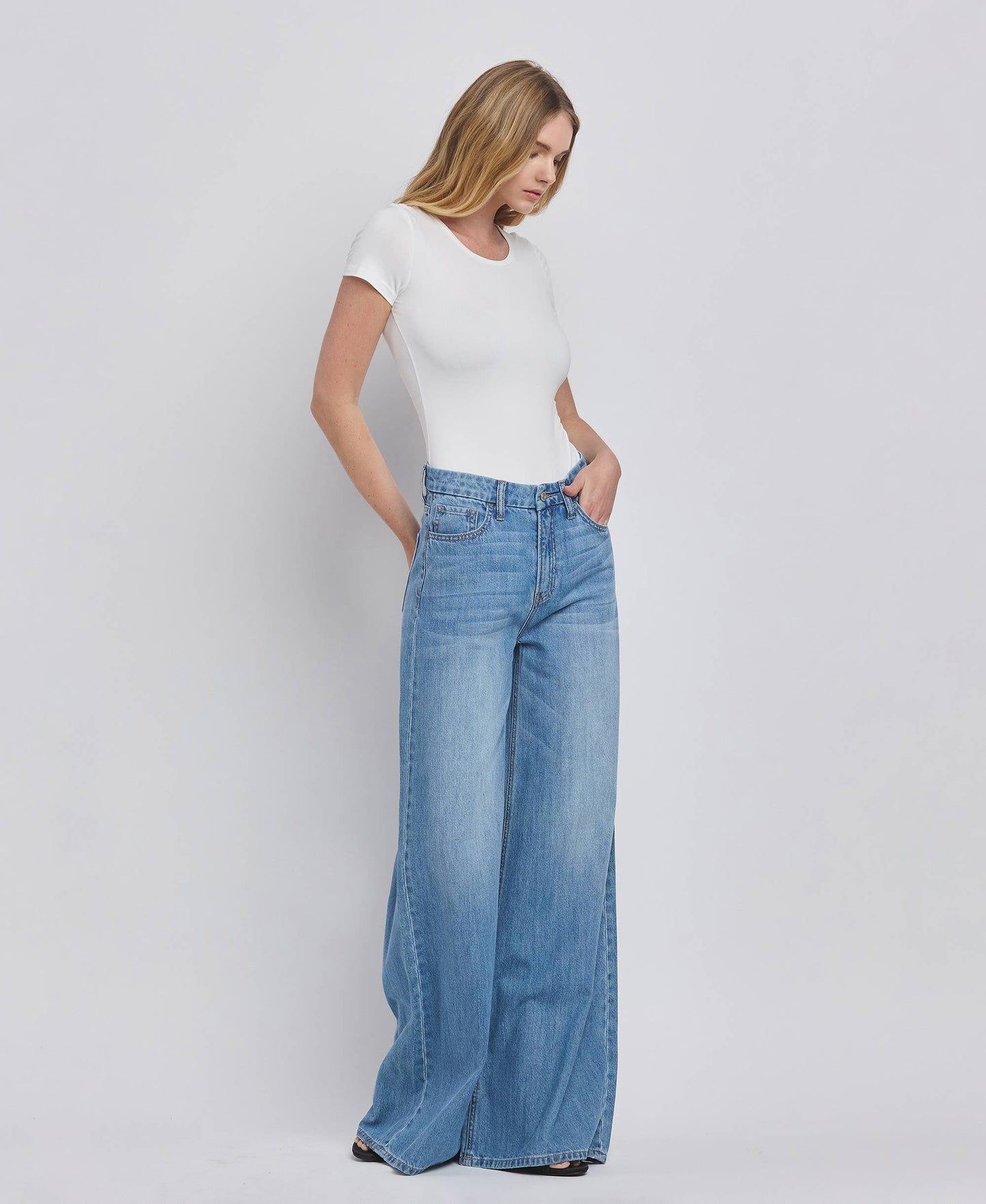 VERVET by FLYING MONKEY - SUPER HIGH RISE WIDE LEG JEANS V3567