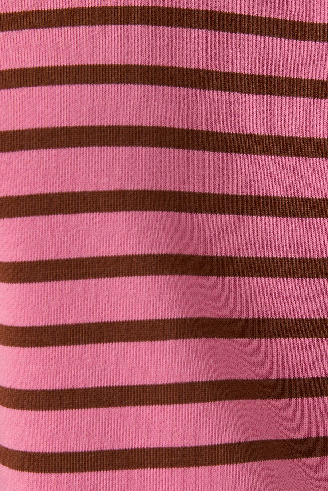V-NECK LONG SLEEVE FRENCH TERRY STRIPE TOP