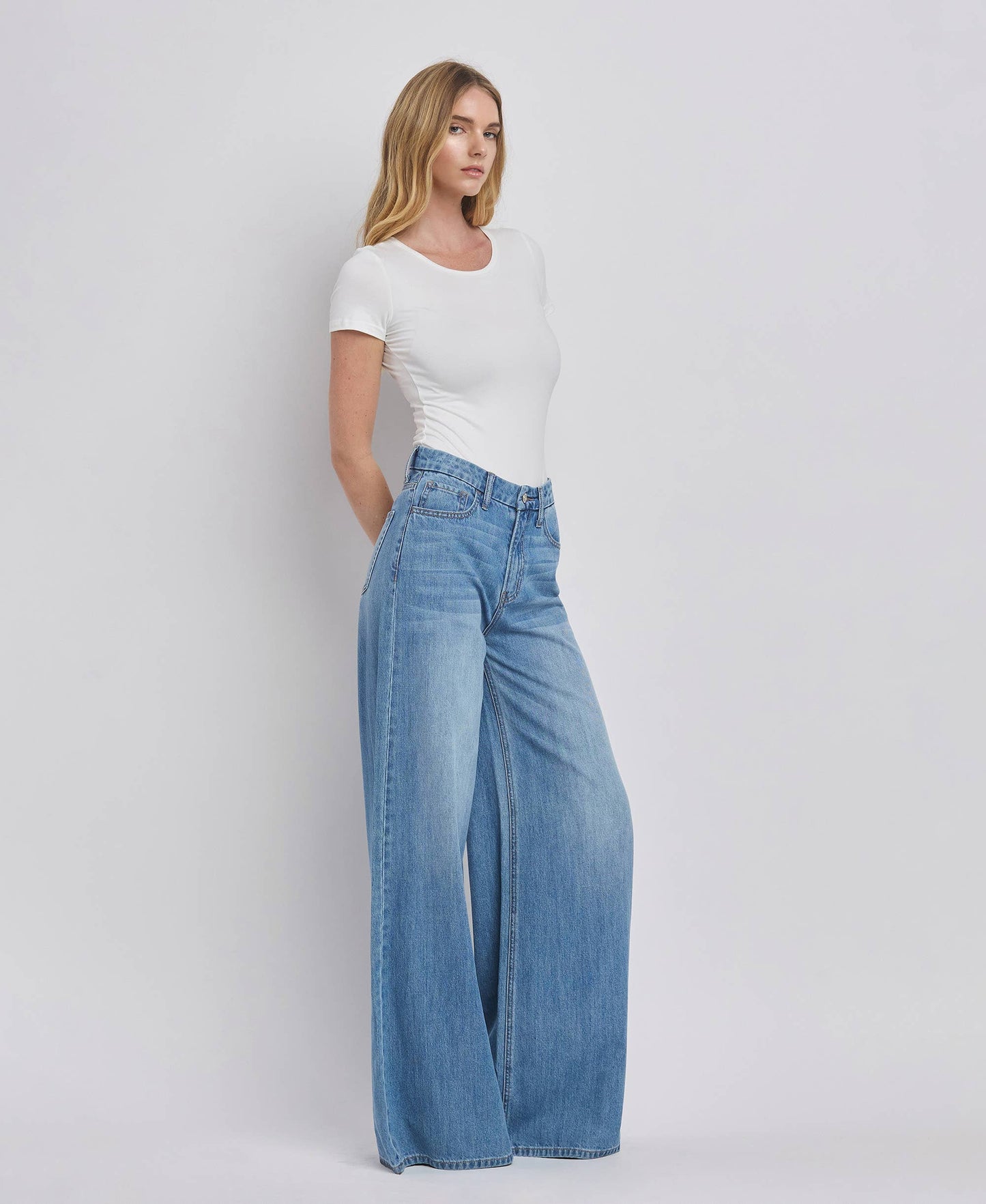 VERVET by FLYING MONKEY - SUPER HIGH RISE WIDE LEG JEANS V3567