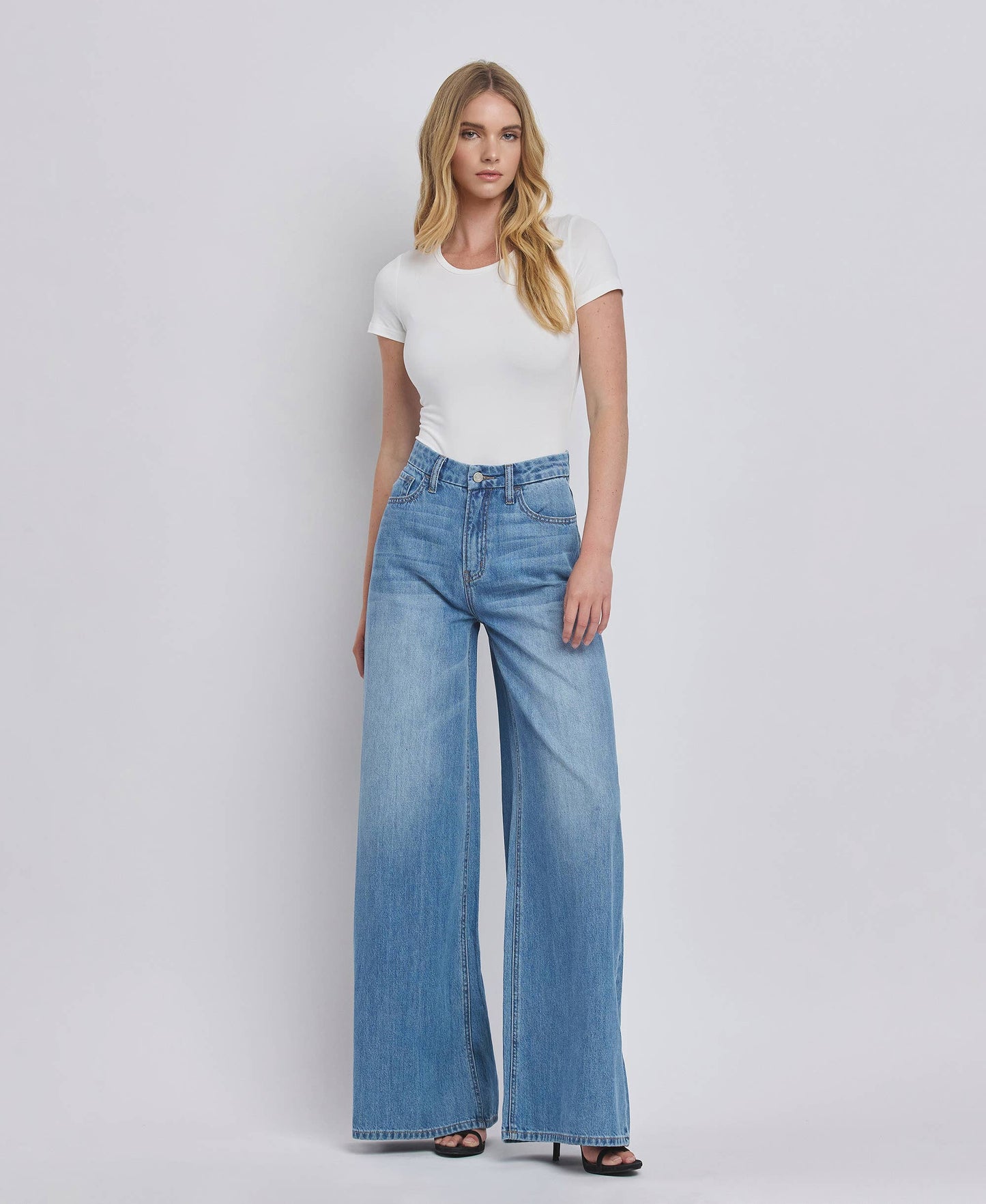 VERVET by FLYING MONKEY - SUPER HIGH RISE WIDE LEG JEANS V3567