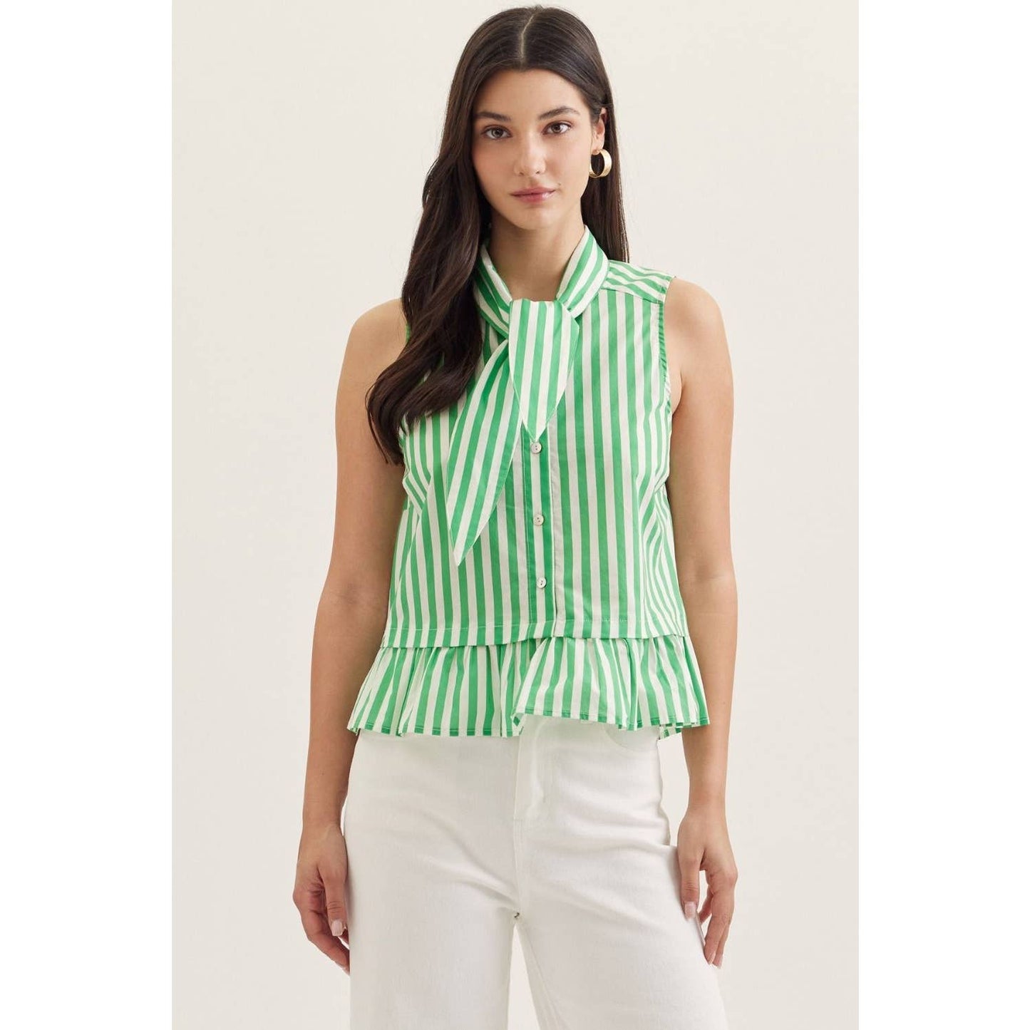 Striped sleeveless peplum top