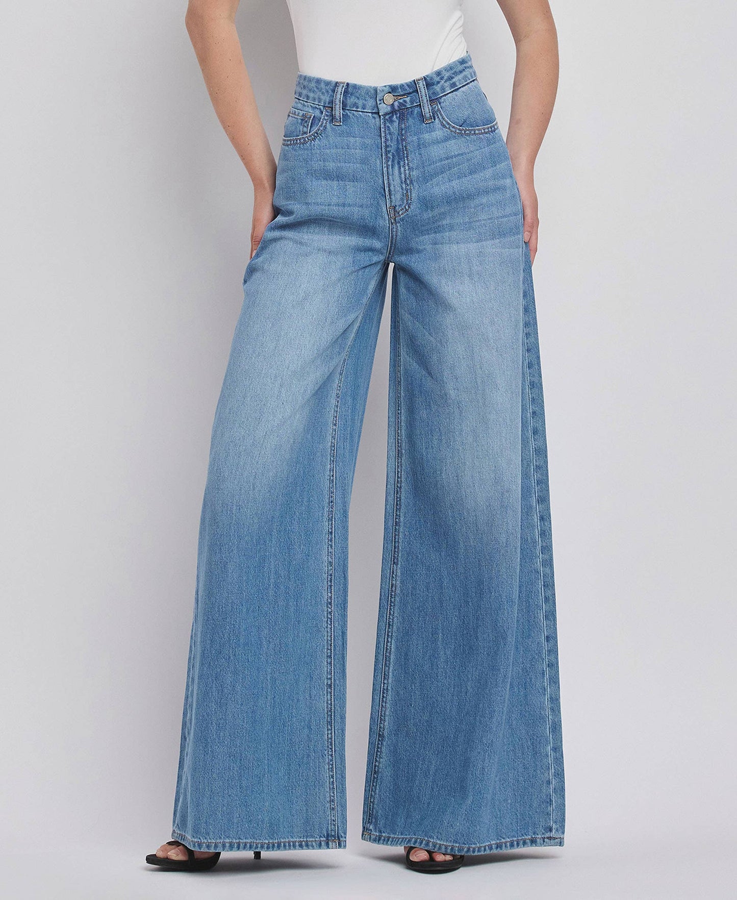 VERVET by FLYING MONKEY - SUPER HIGH RISE WIDE LEG JEANS V3567
