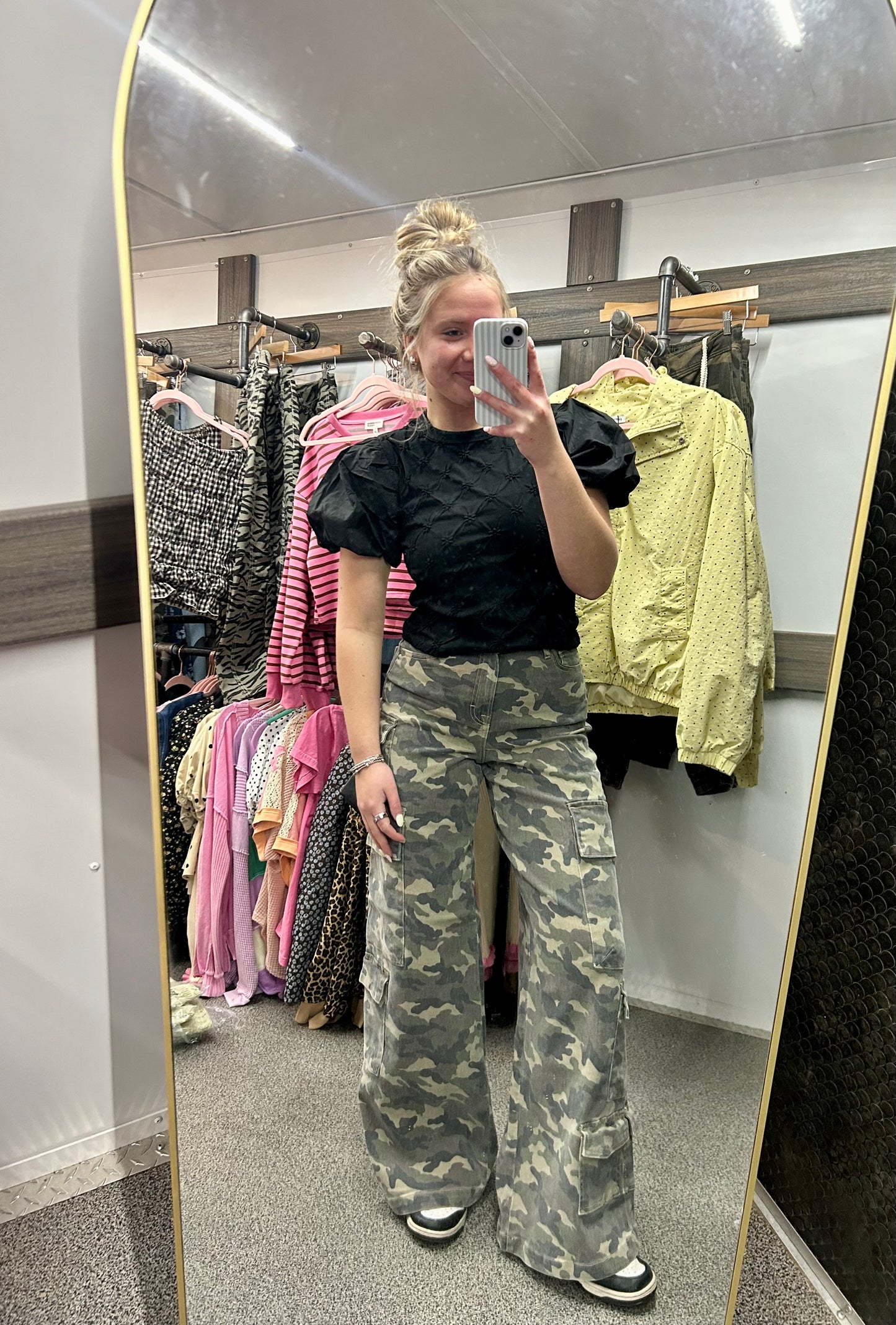 Hidden Jeans - Camo High Rise Cargo 32" Inseam Wide leg