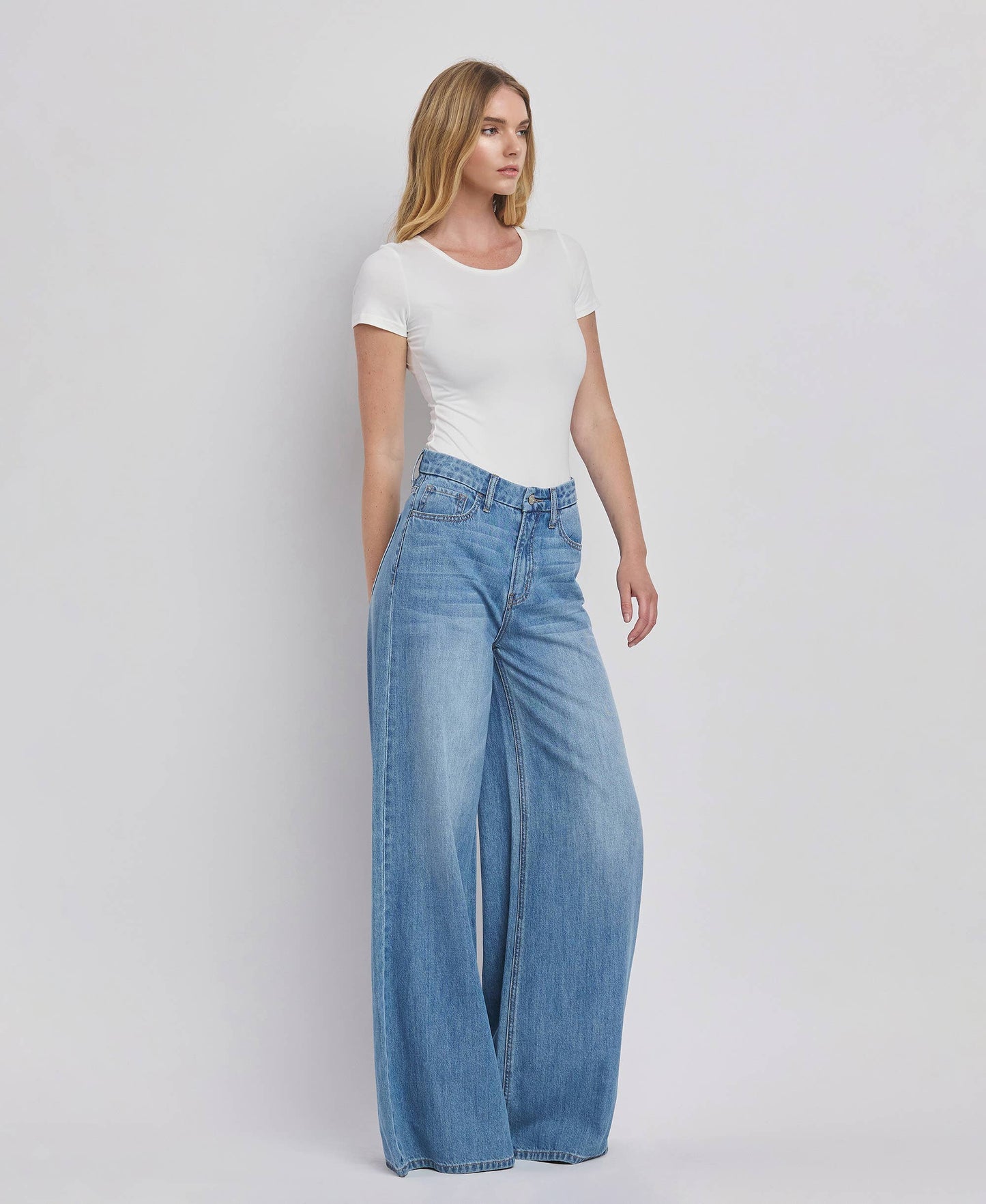 VERVET by FLYING MONKEY - SUPER HIGH RISE WIDE LEG JEANS V3567