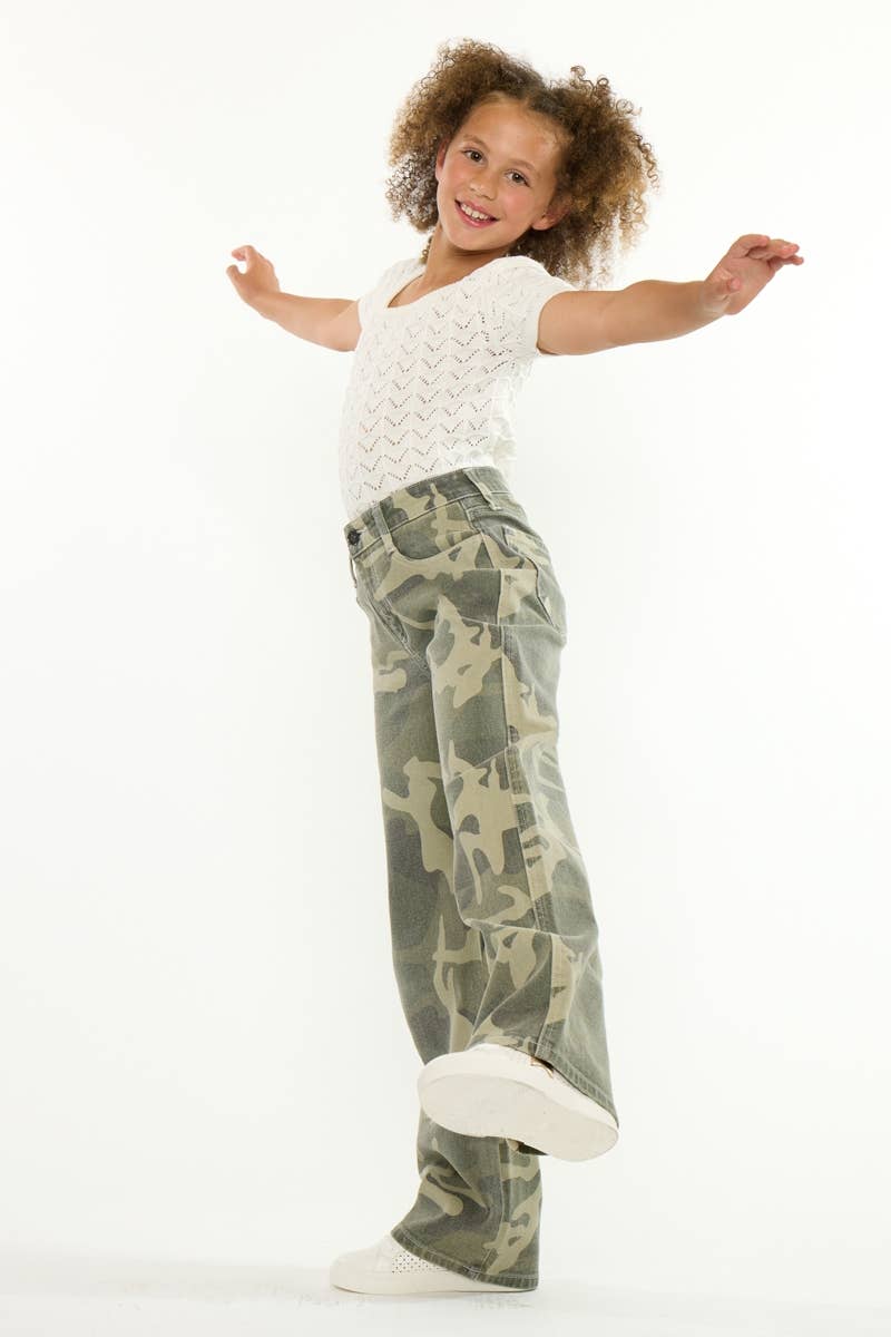 Kan Can USA - YOUTH HIGH RISE CAMO  WIDE LEG