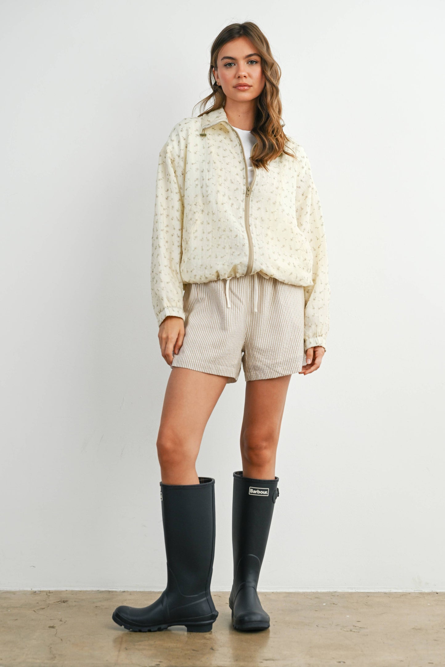 BUTTERMELON - Floral Zip-Up Collared Jacket - BMJ7882