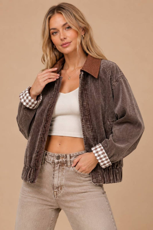 Mineral Wash  Corduroy Bomber Jacket