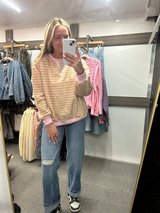 Striped Knit Long Sleeve Top