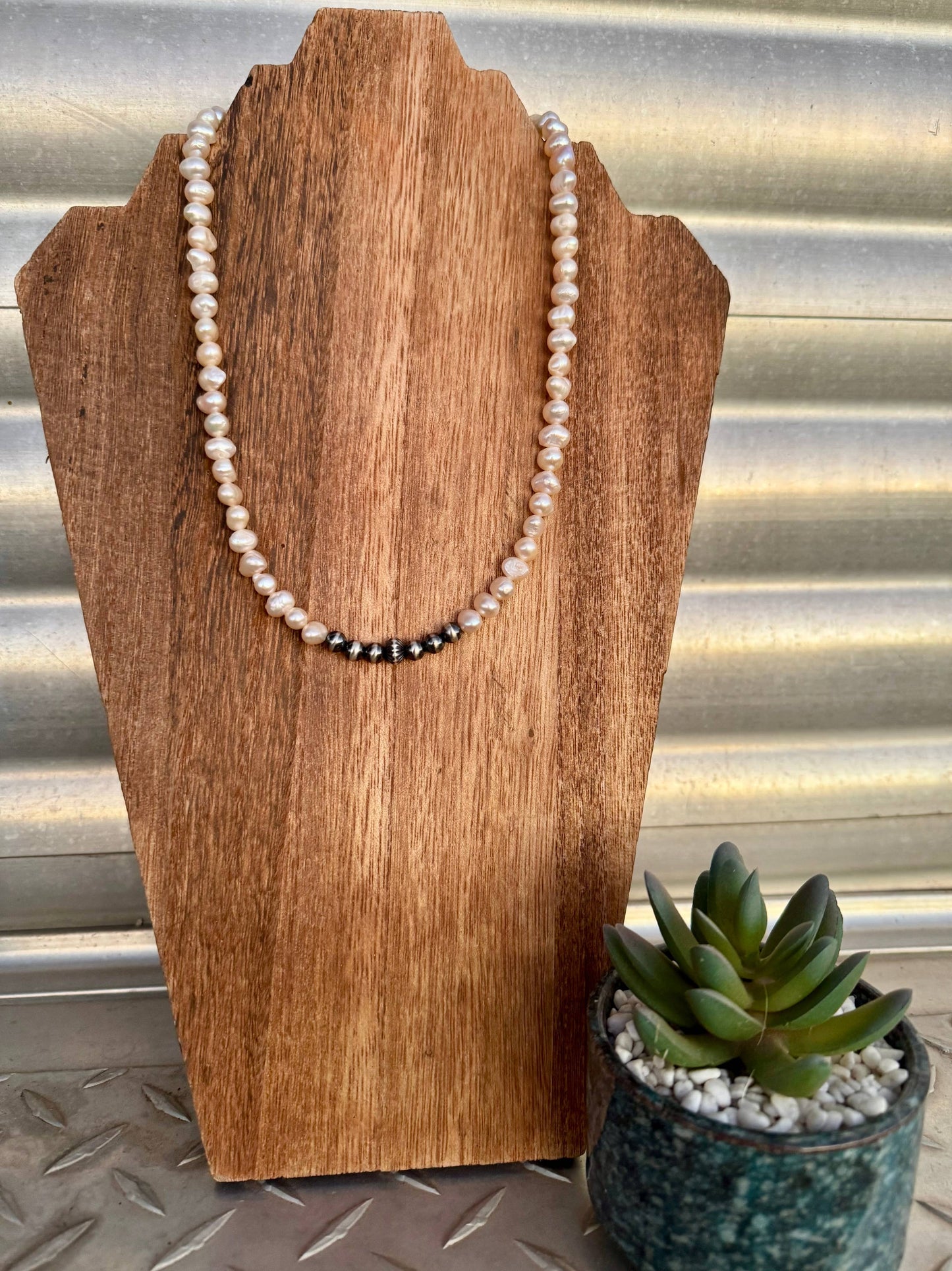 Wild Hancock Creations - Navajo Pearl Necklace/Fresh Water Pearl Necklace/Boho Choker