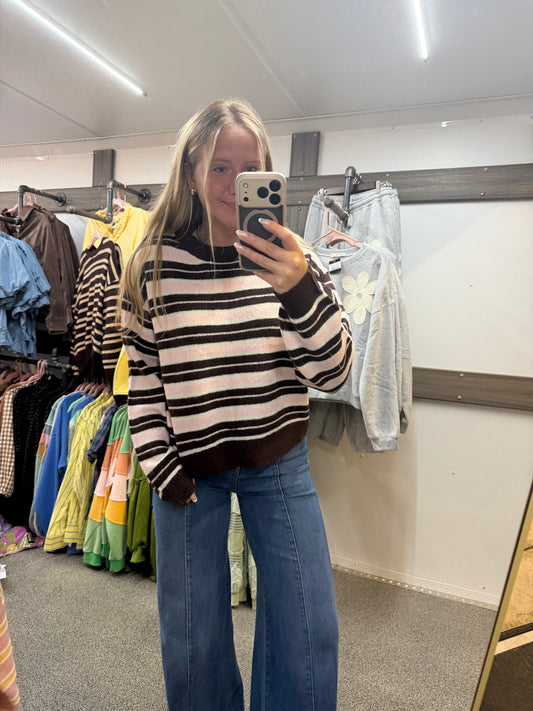 Pink Multi Color Crewneck Sweater