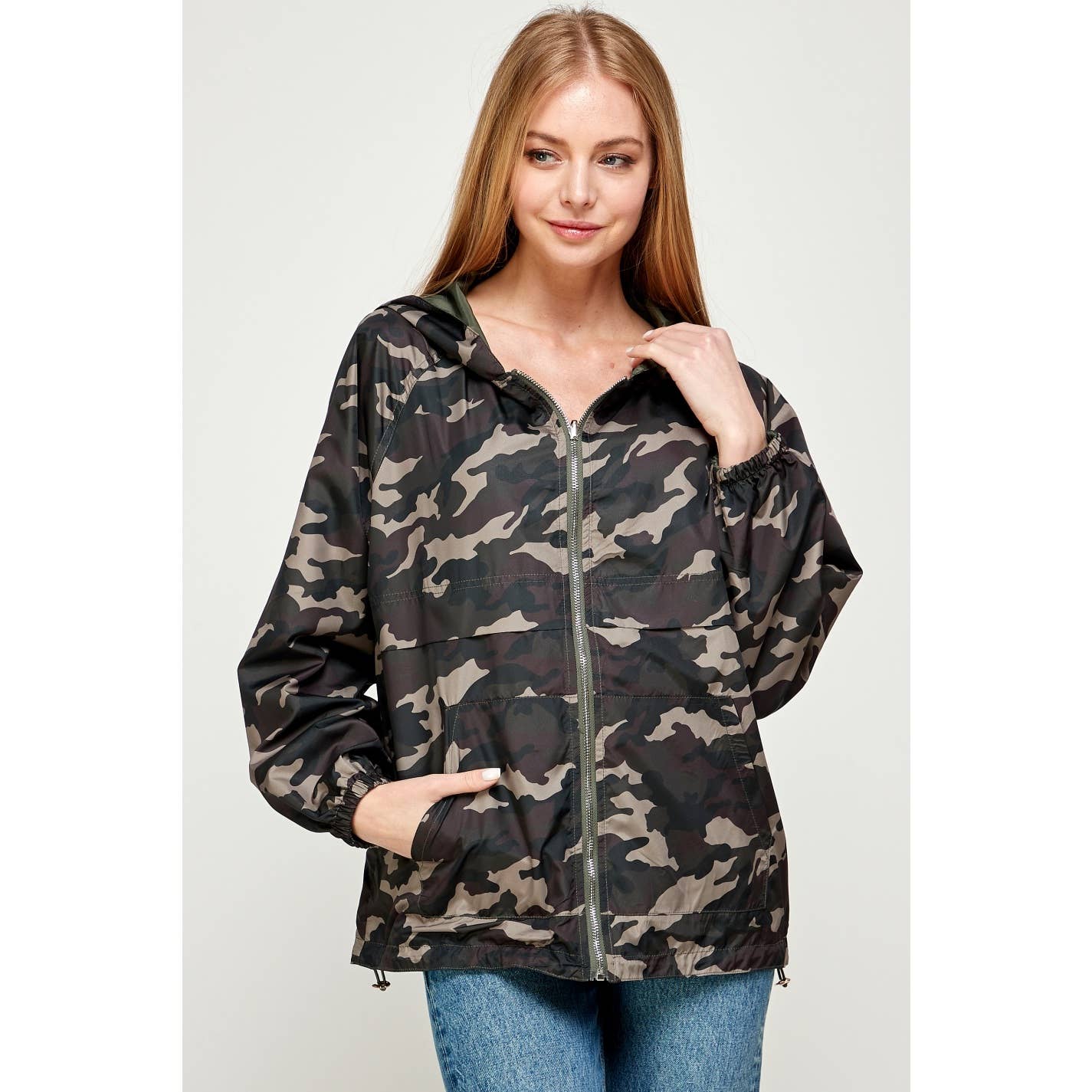 Rev. Contrast Print Zipup Hoodie
